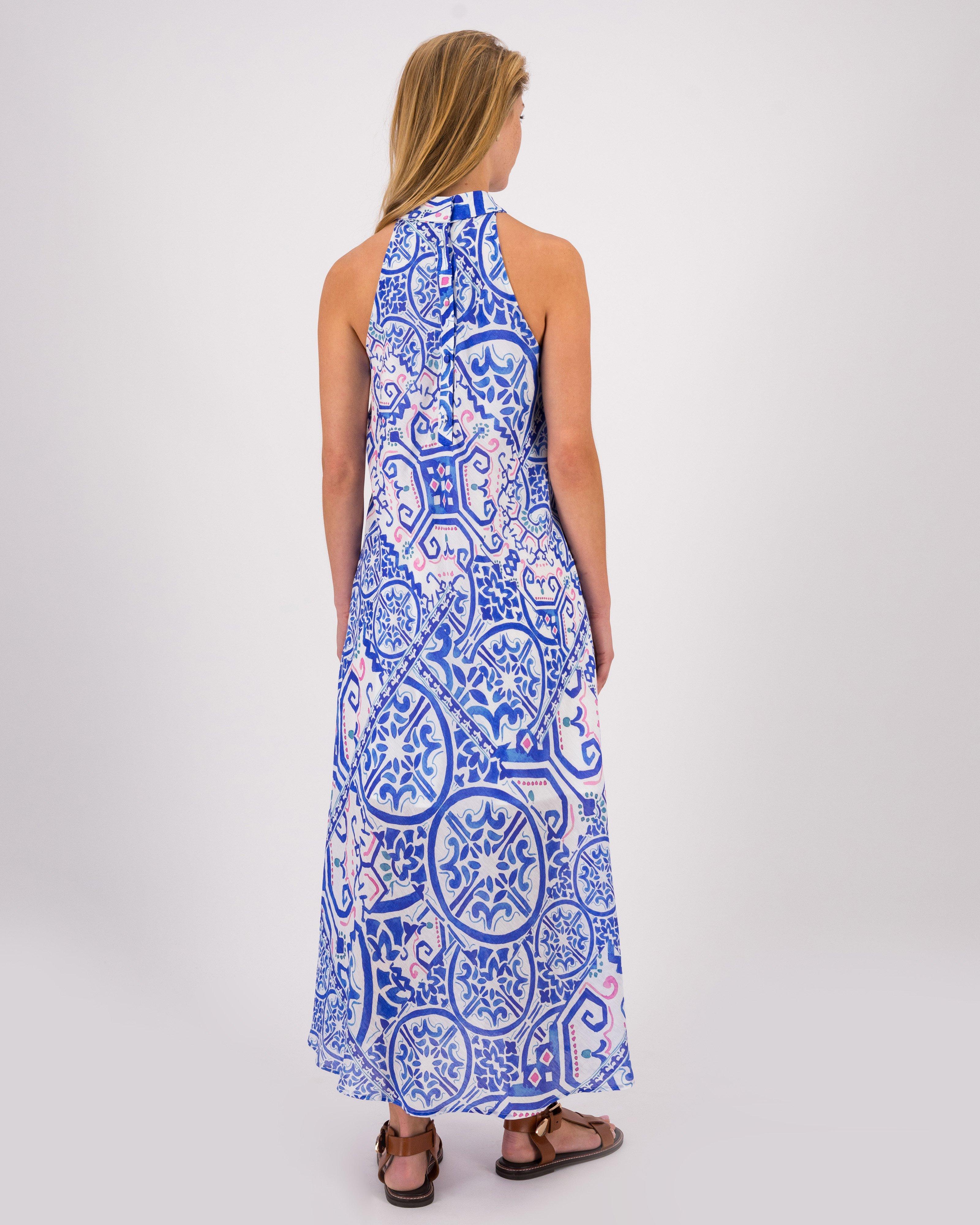 Julia Printed Maxi Dress -  Blue