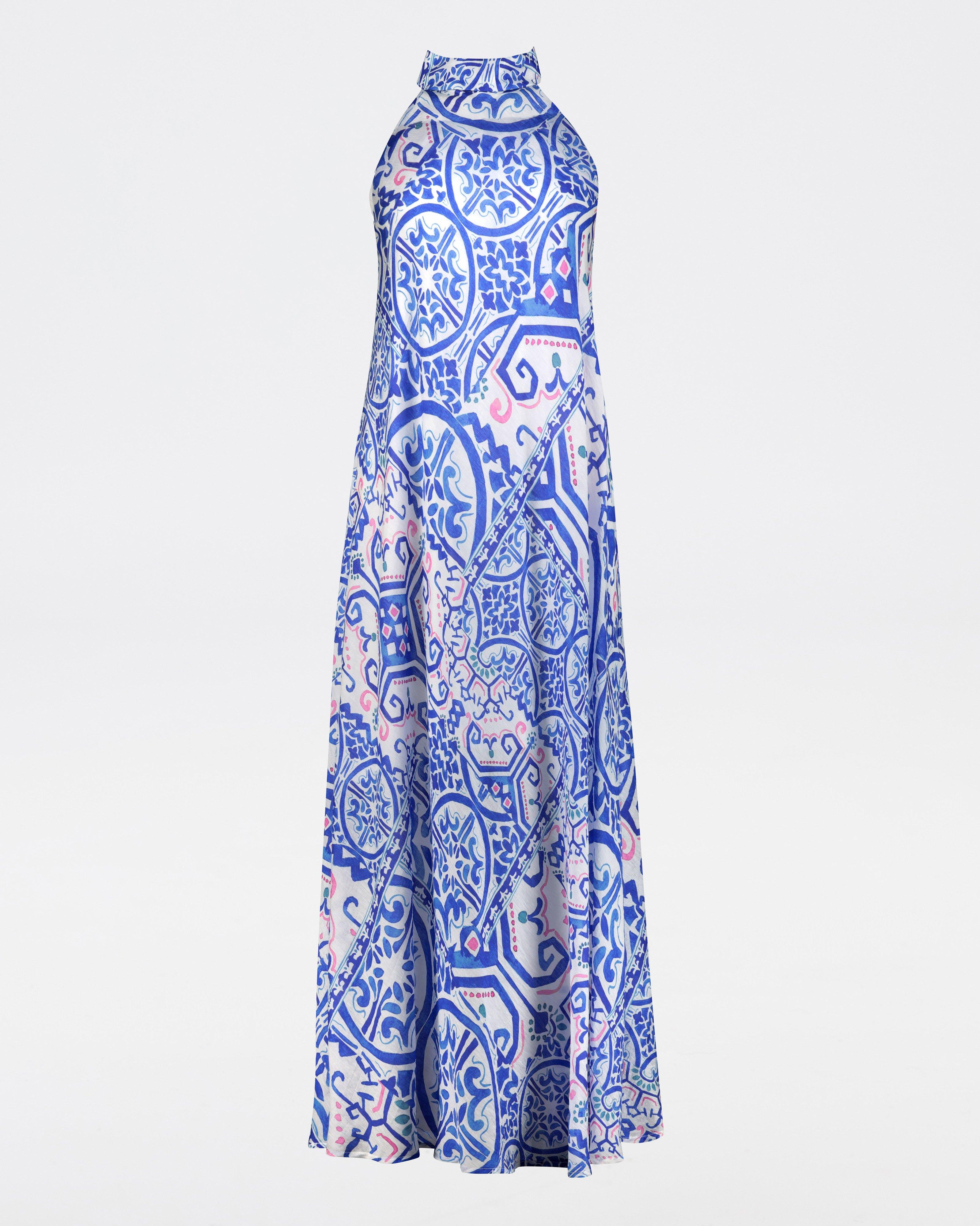 Julia Printed Maxi Dress -  Blue