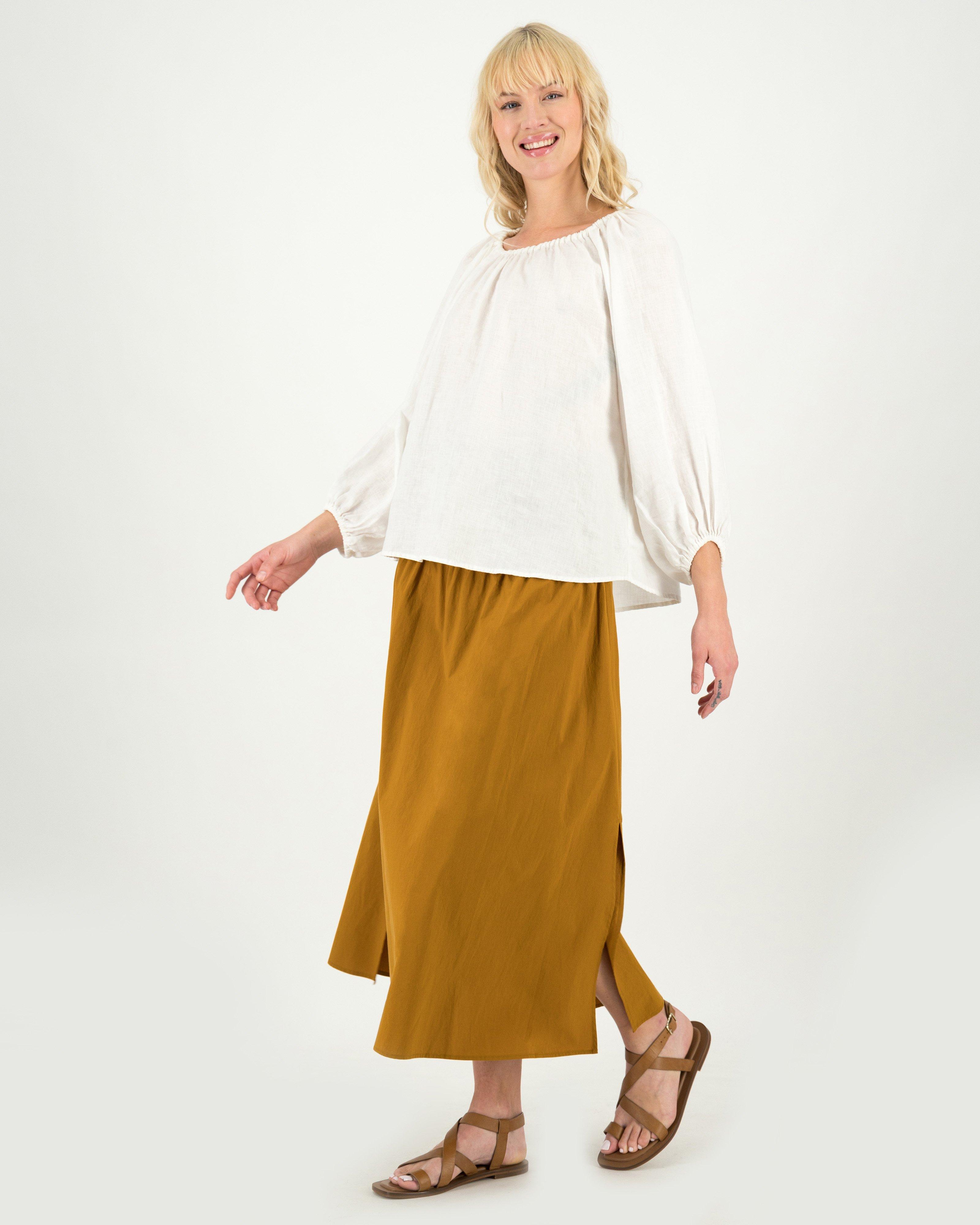 Misty Linen Popover Top -  White