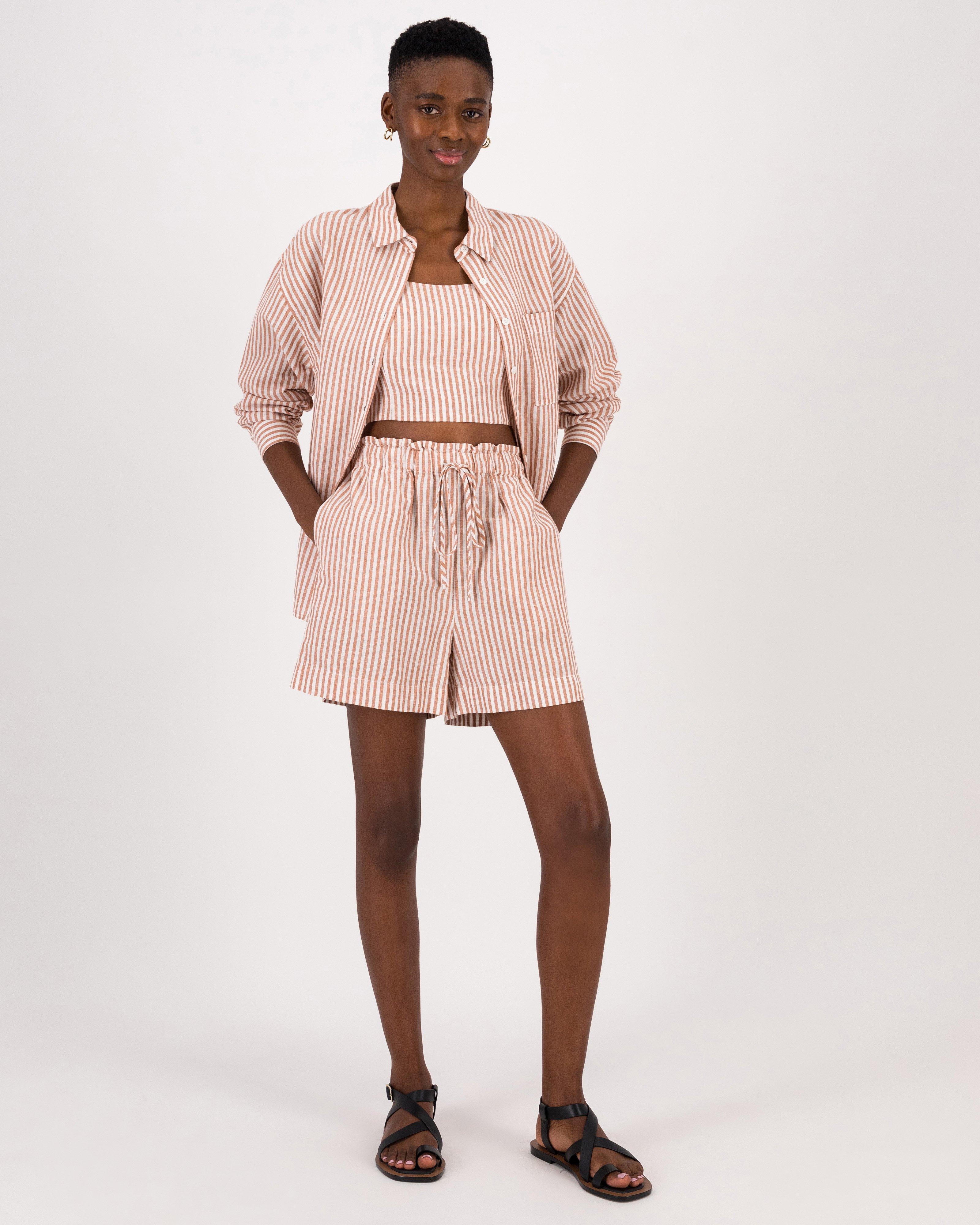 Maja Stripe Short -  Brown