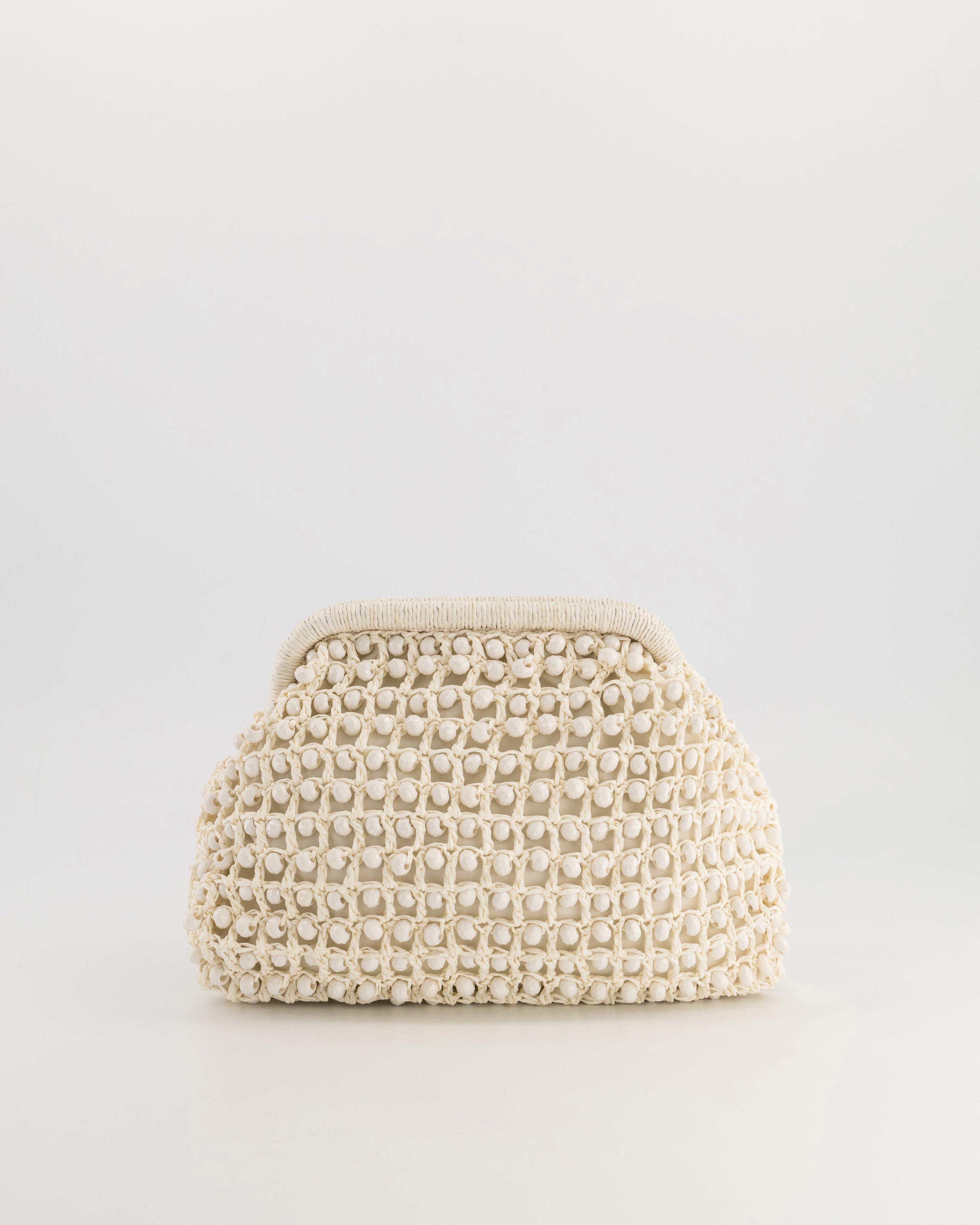 Addison Raffia and Beaded Clutch Bag - Poetry Clothing Store