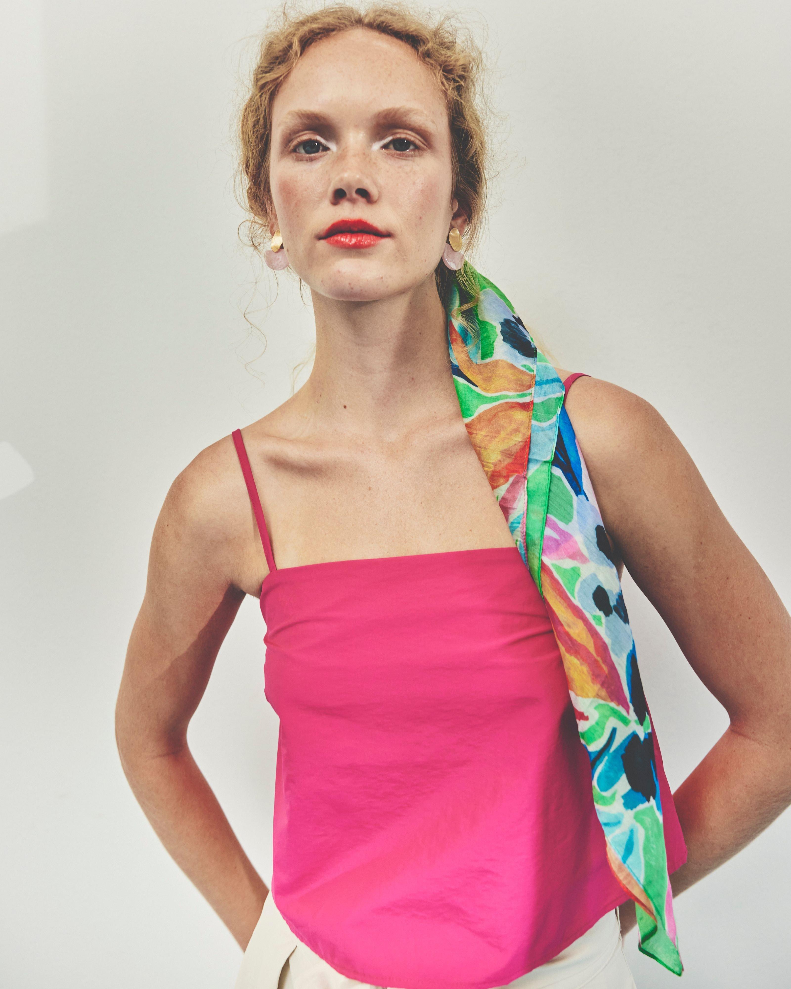 Ivanka Viscose Taffeta Top -  Pink