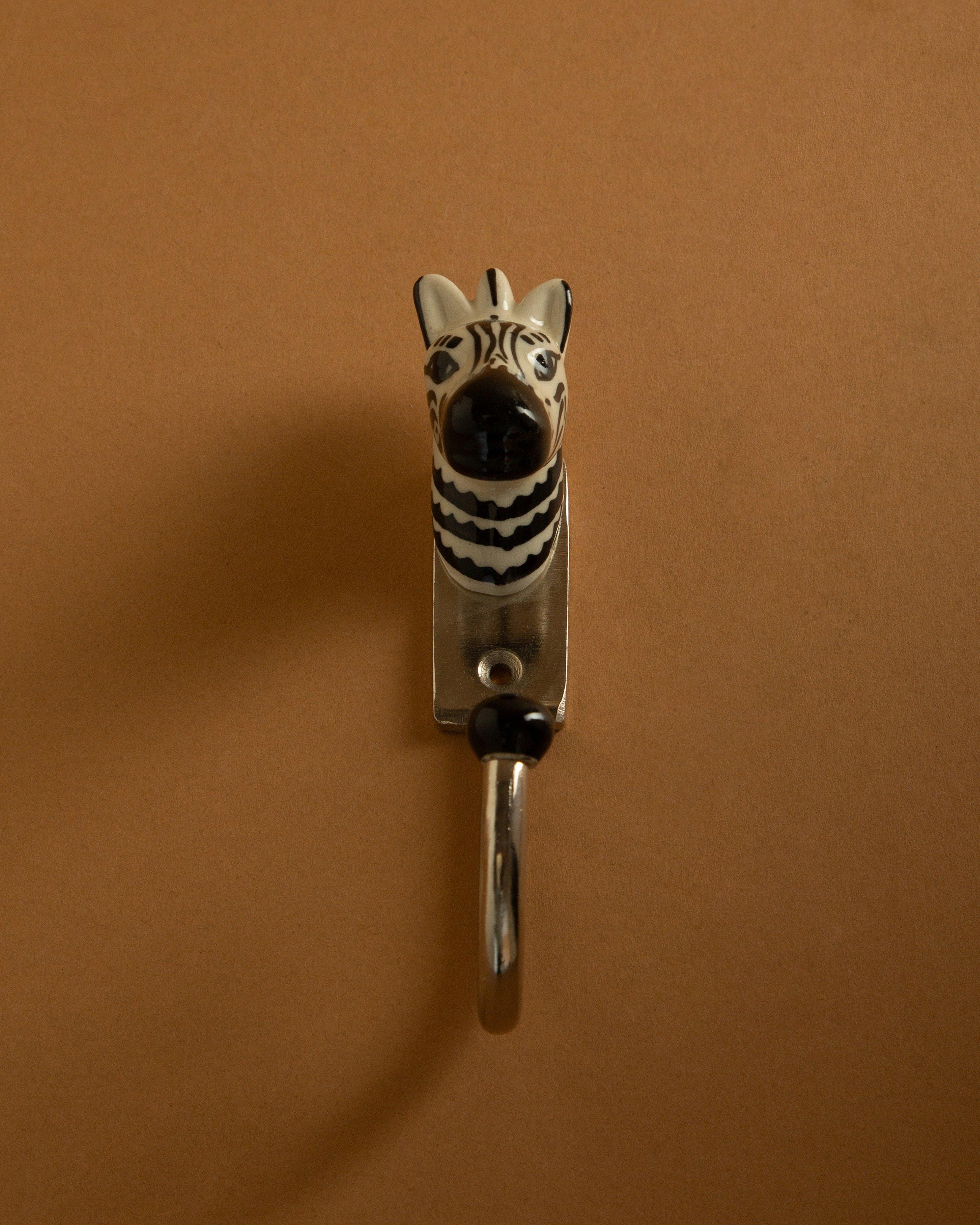 Zebra Ceramic Hook -  White