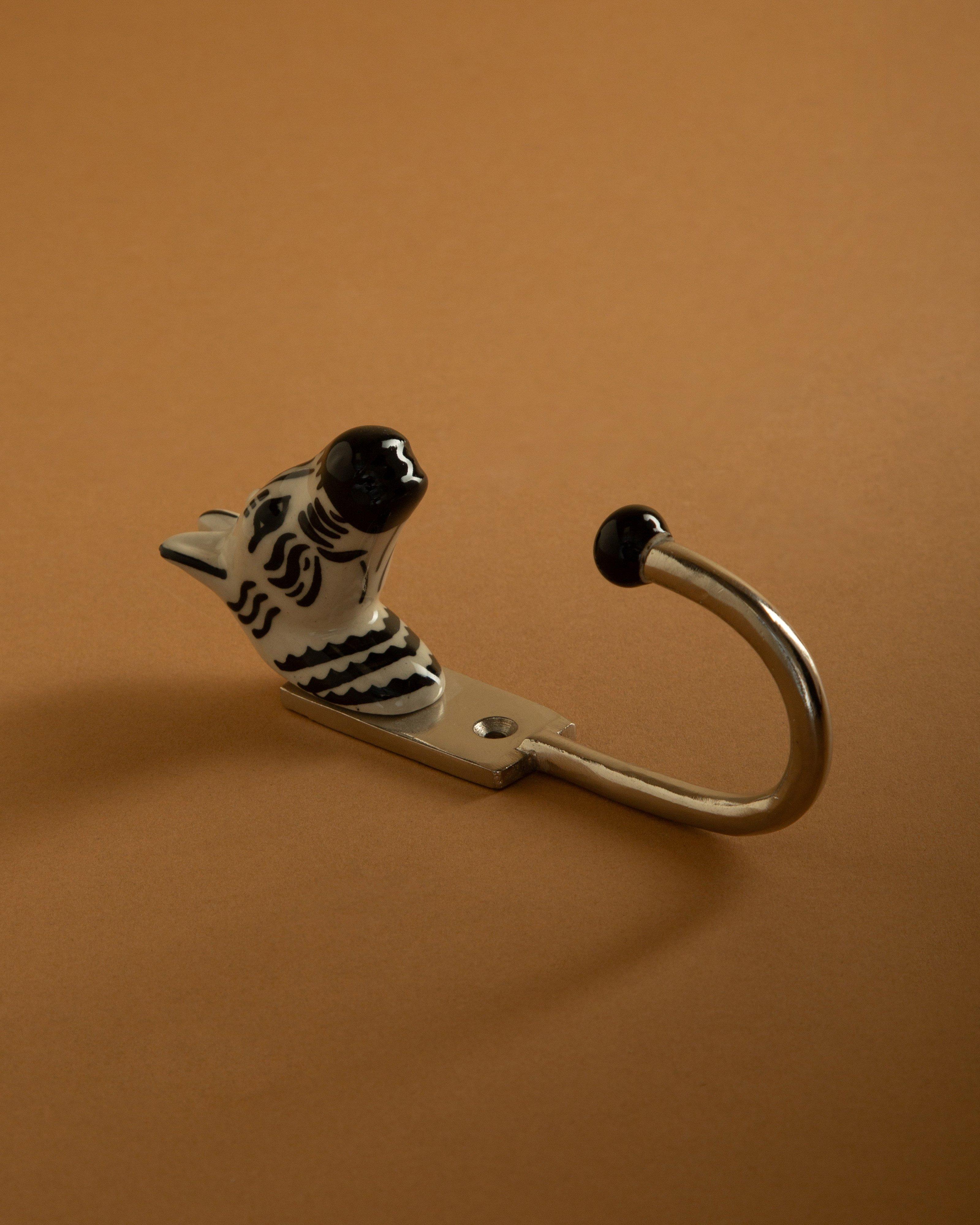 Zebra Ceramic Hook -  White