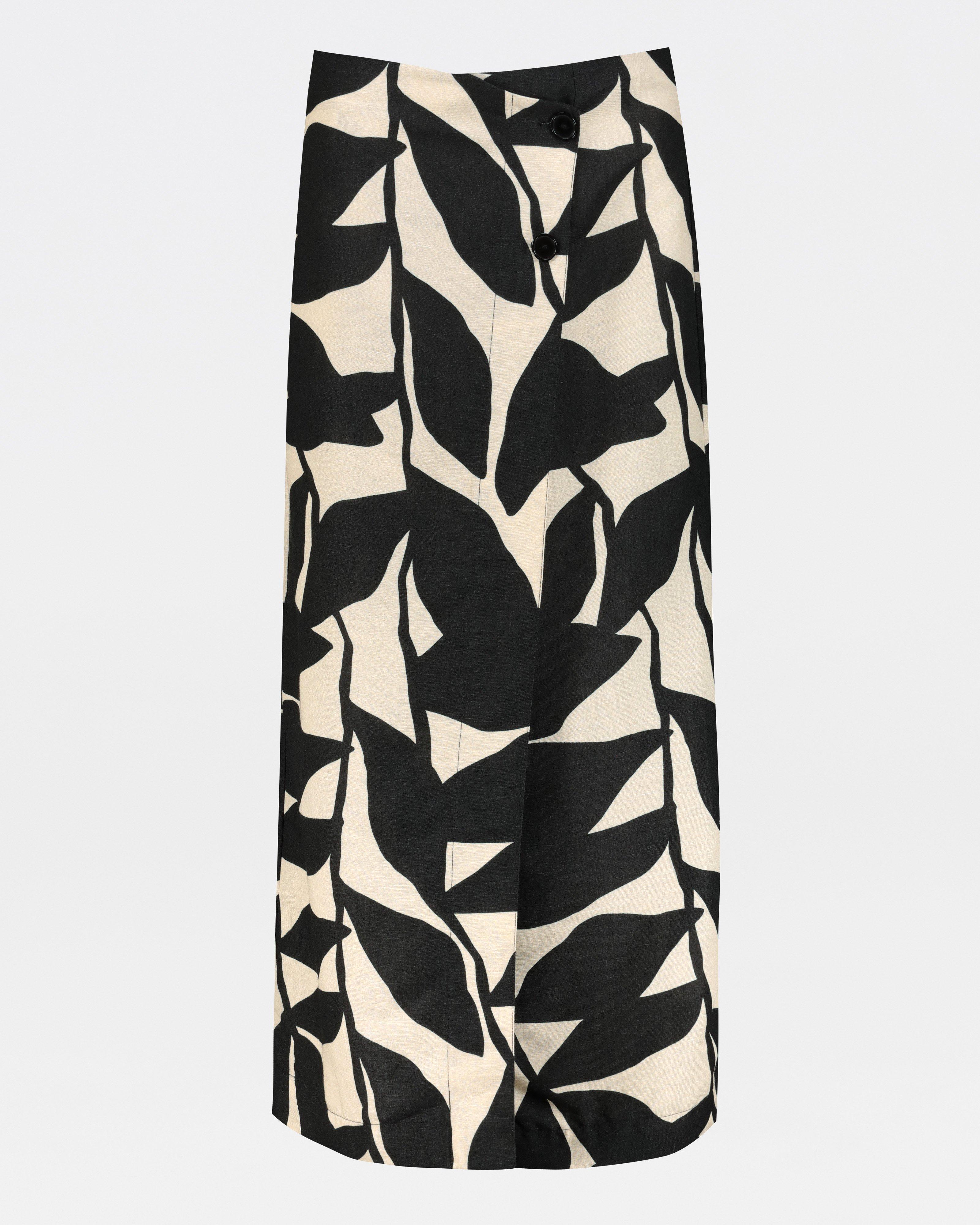 Serene Printed Wrap Skirt -  Black