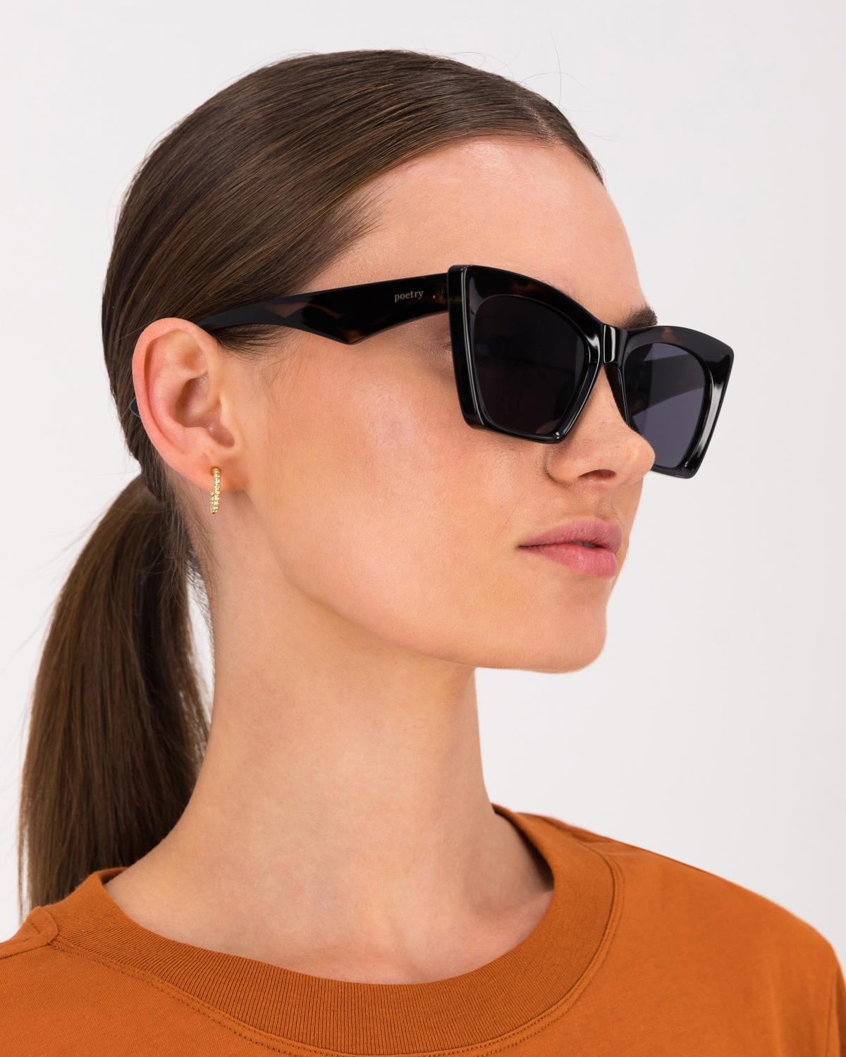 Square Cat-Eye Polycarbonate Sunglasses -  Brown