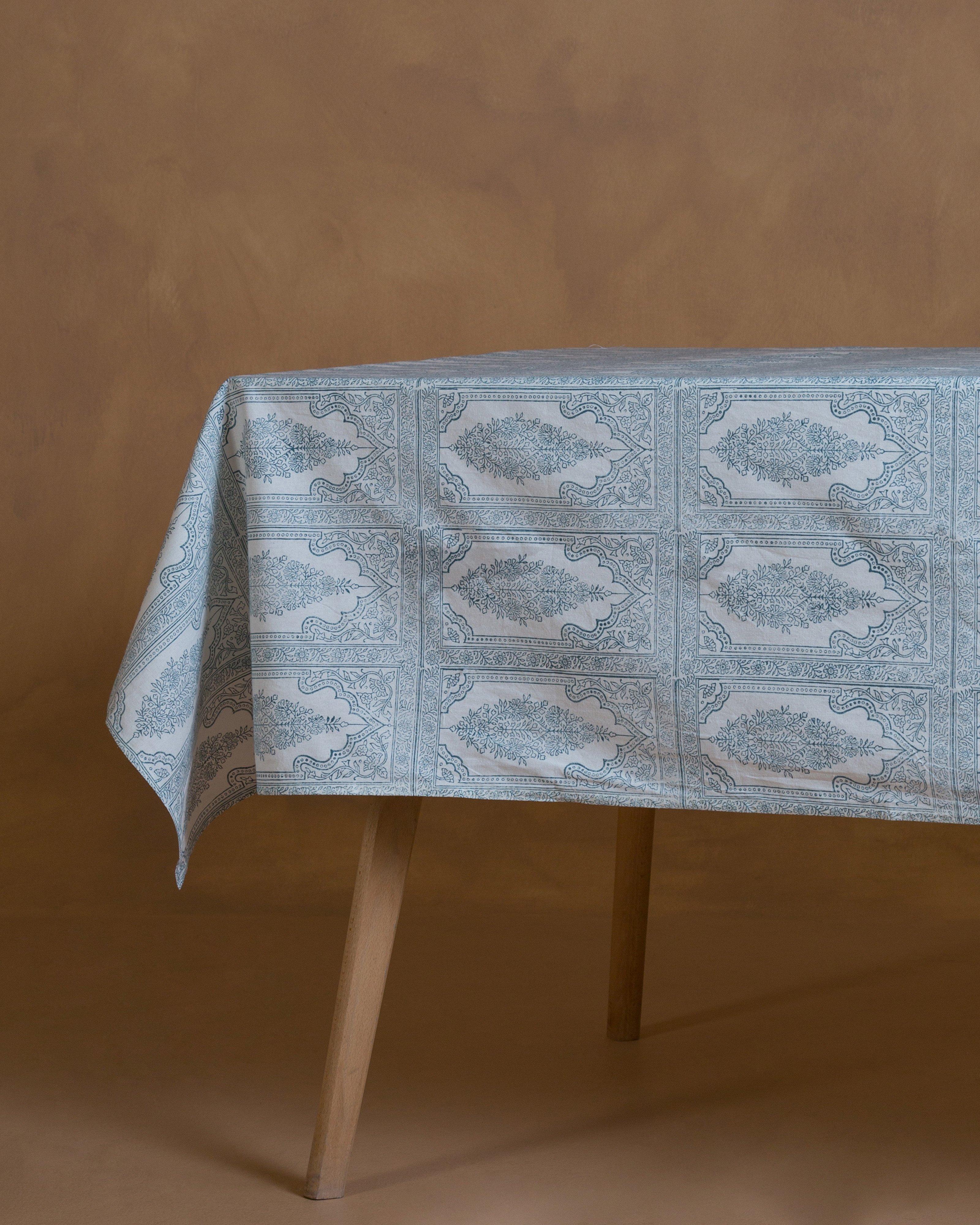 Lanna Block Print Tablecloth -  Blue