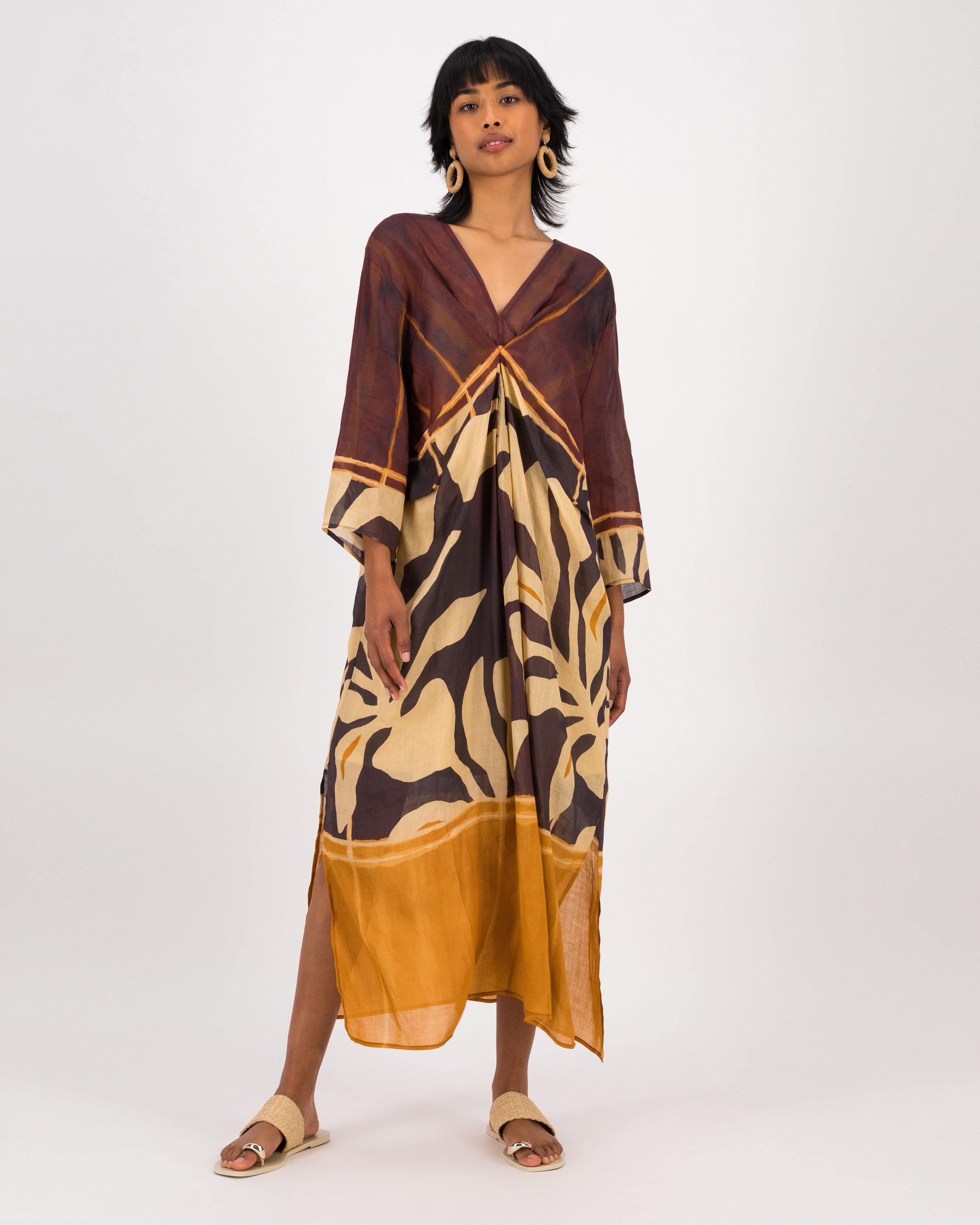 Adele Kaftan Dress -  Brown