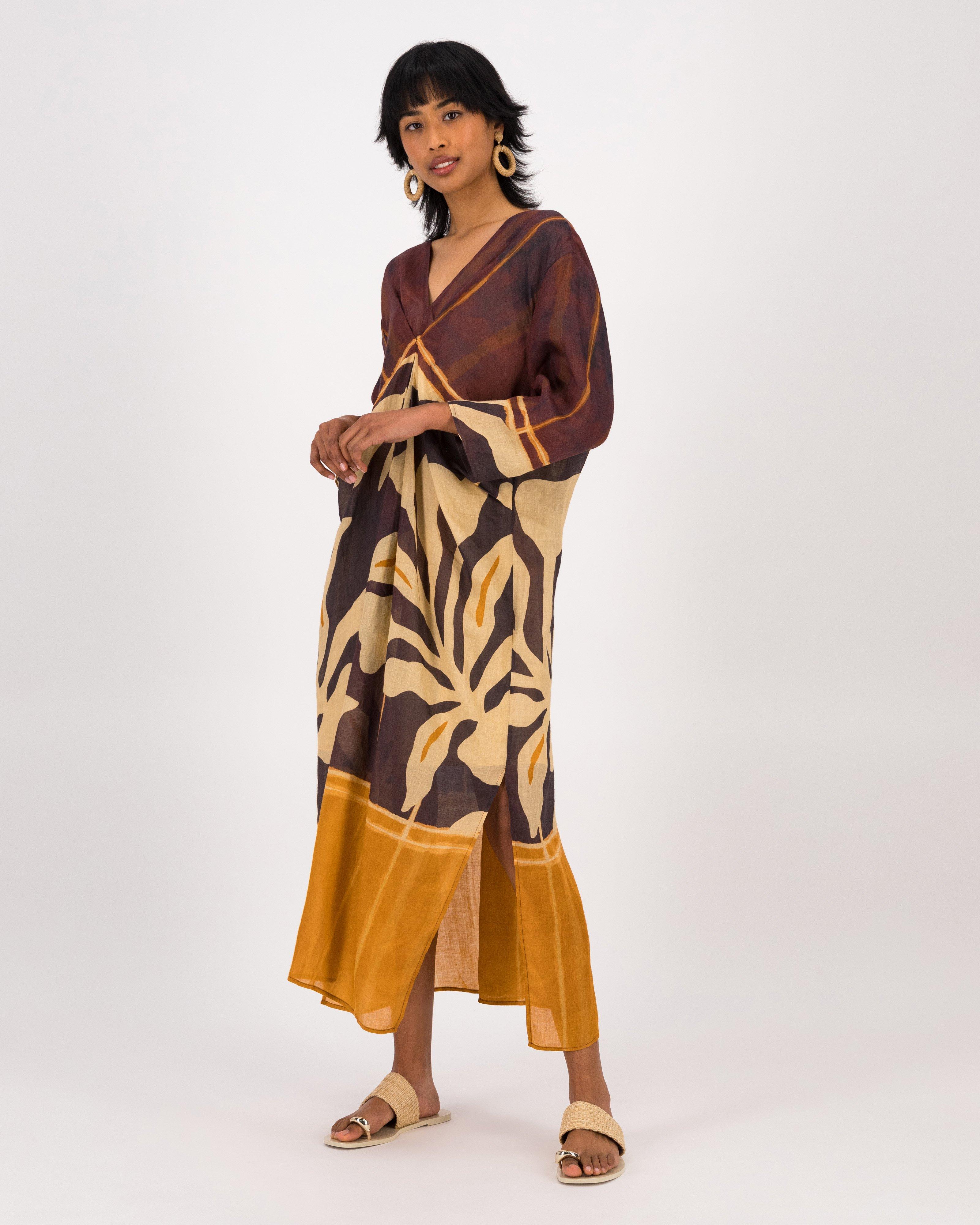 Adele Kaftan Dress -  Brown