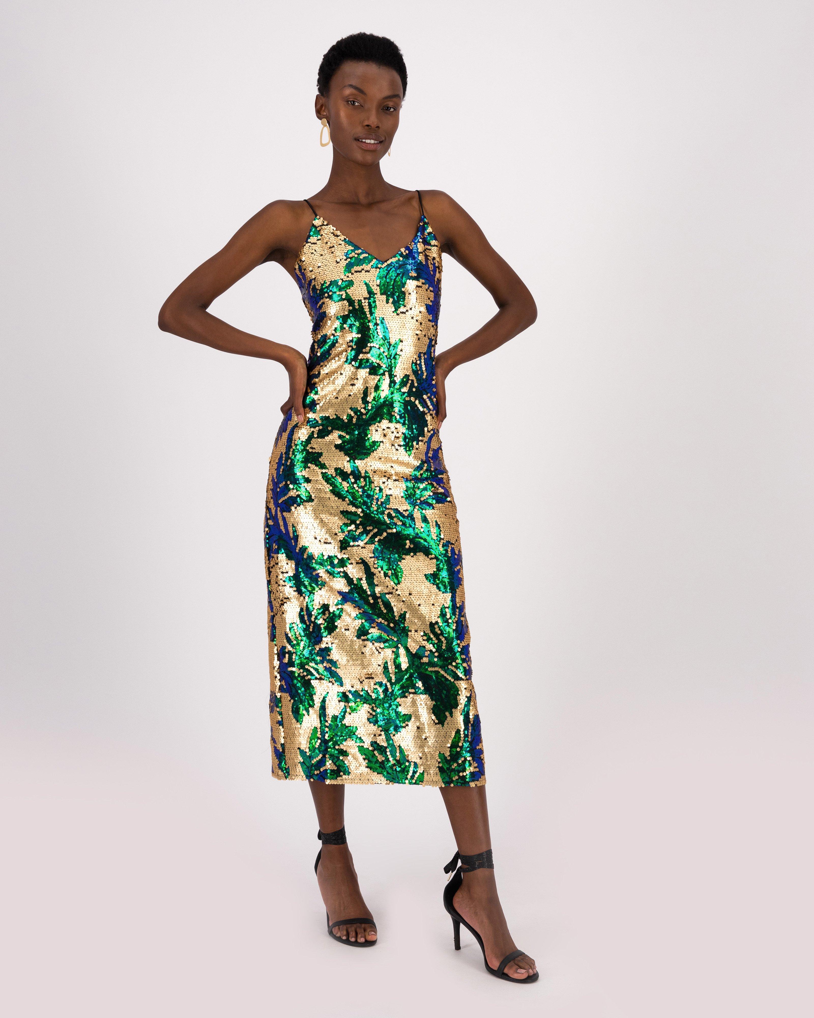 Aria Sequins Slip Dress -  Gold