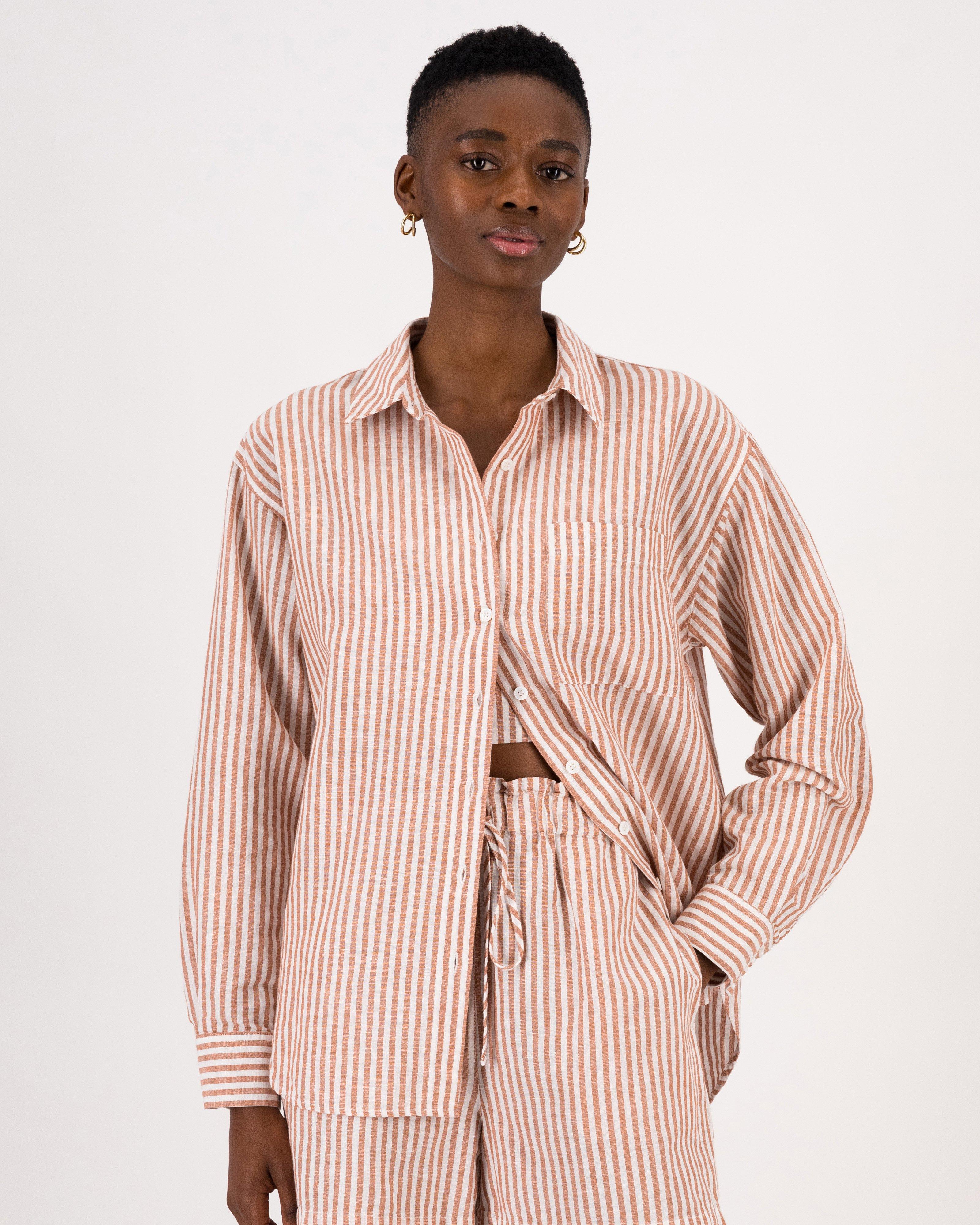 Maja Striped Shirt -  Brown