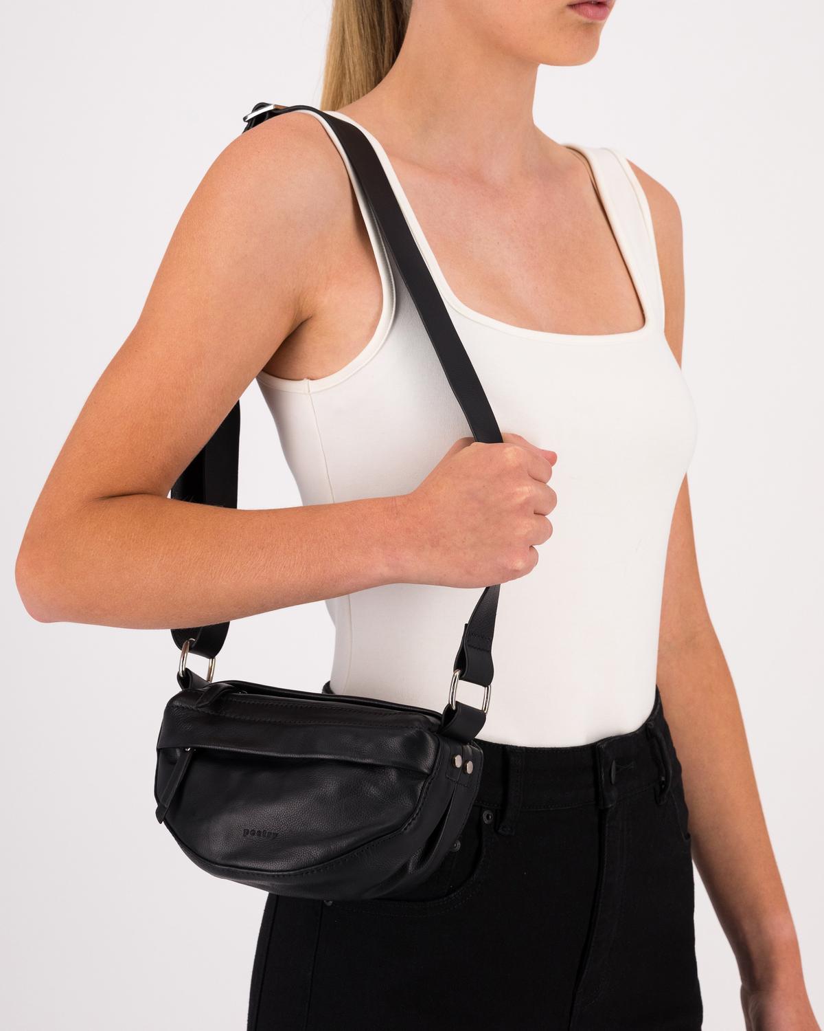 Essie Mini Leather Crossbody Bag -  Black