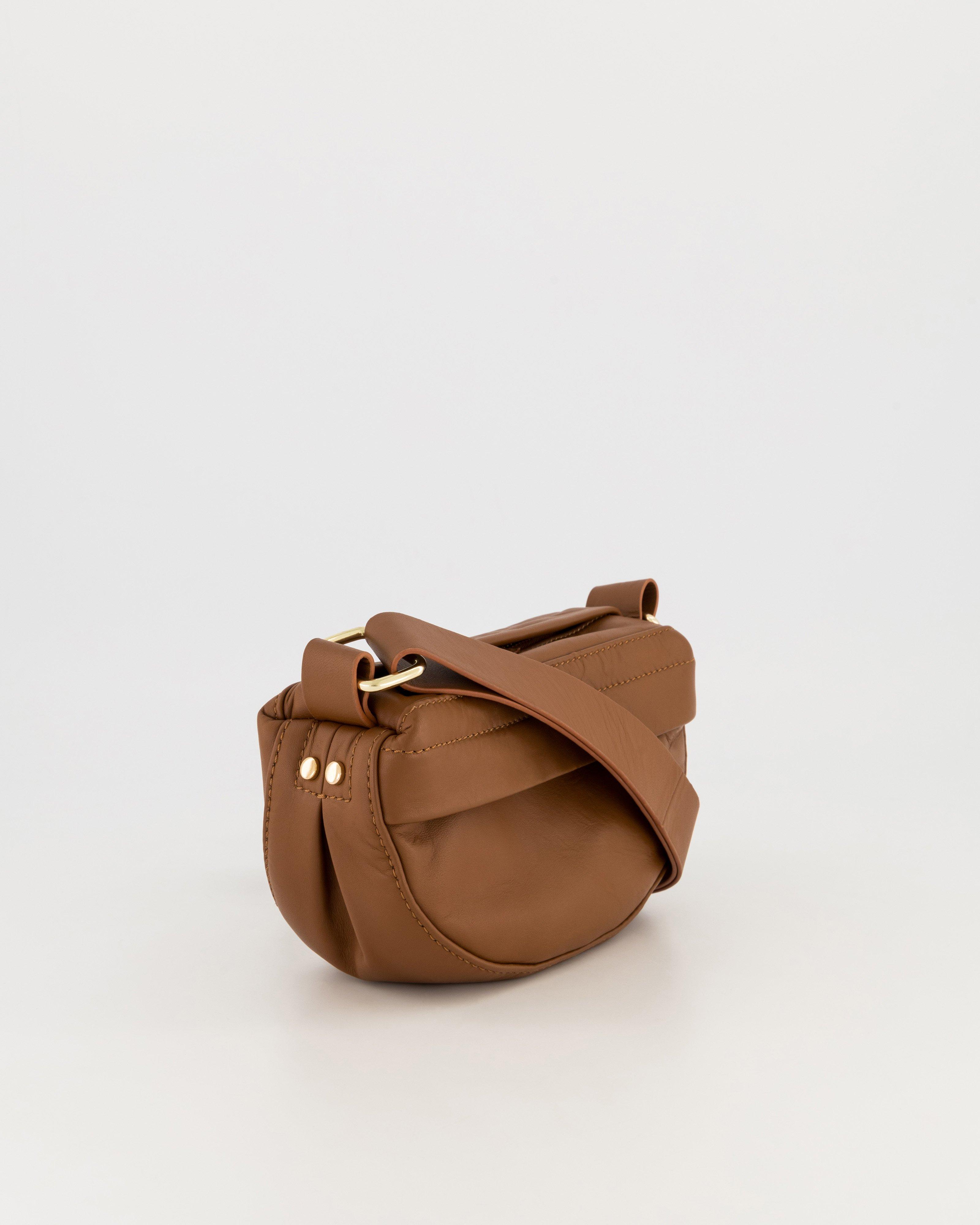 Essie Mini Leather Crossbody Bag -  Tan