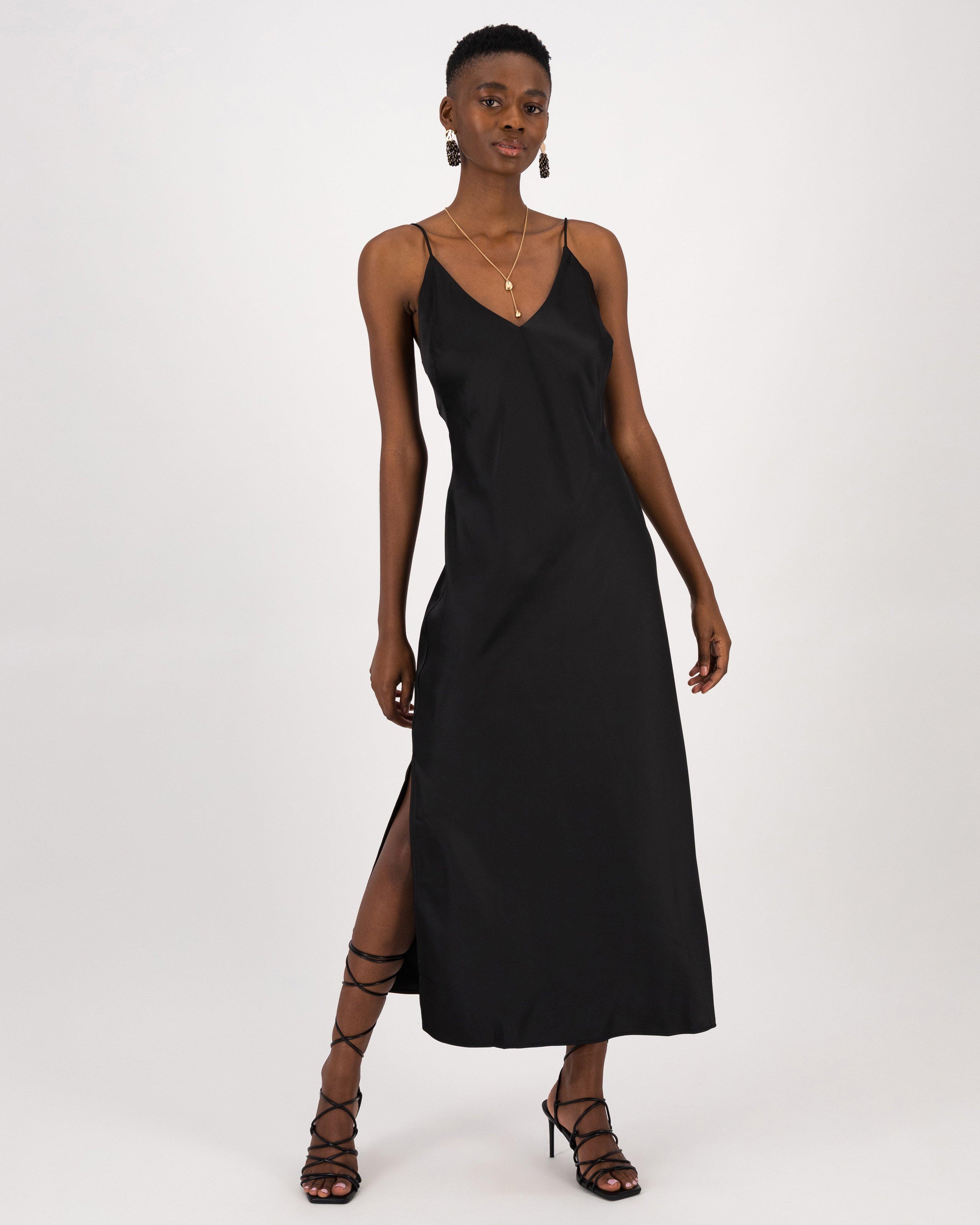 Sunny Sateen Dress -  Black