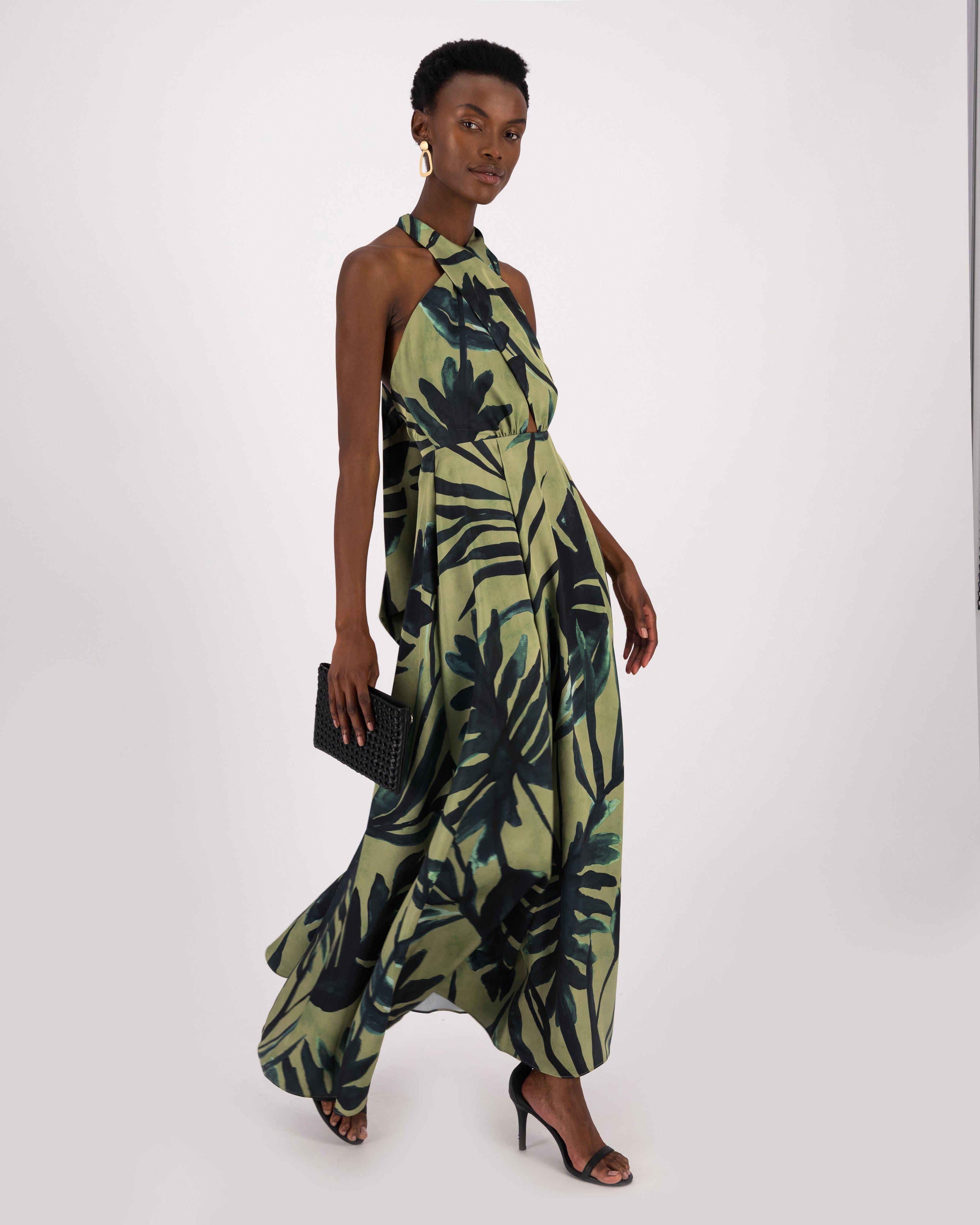 Petite Summer Palm Tiered Maxi Dress Karen Millen, 55% OFF