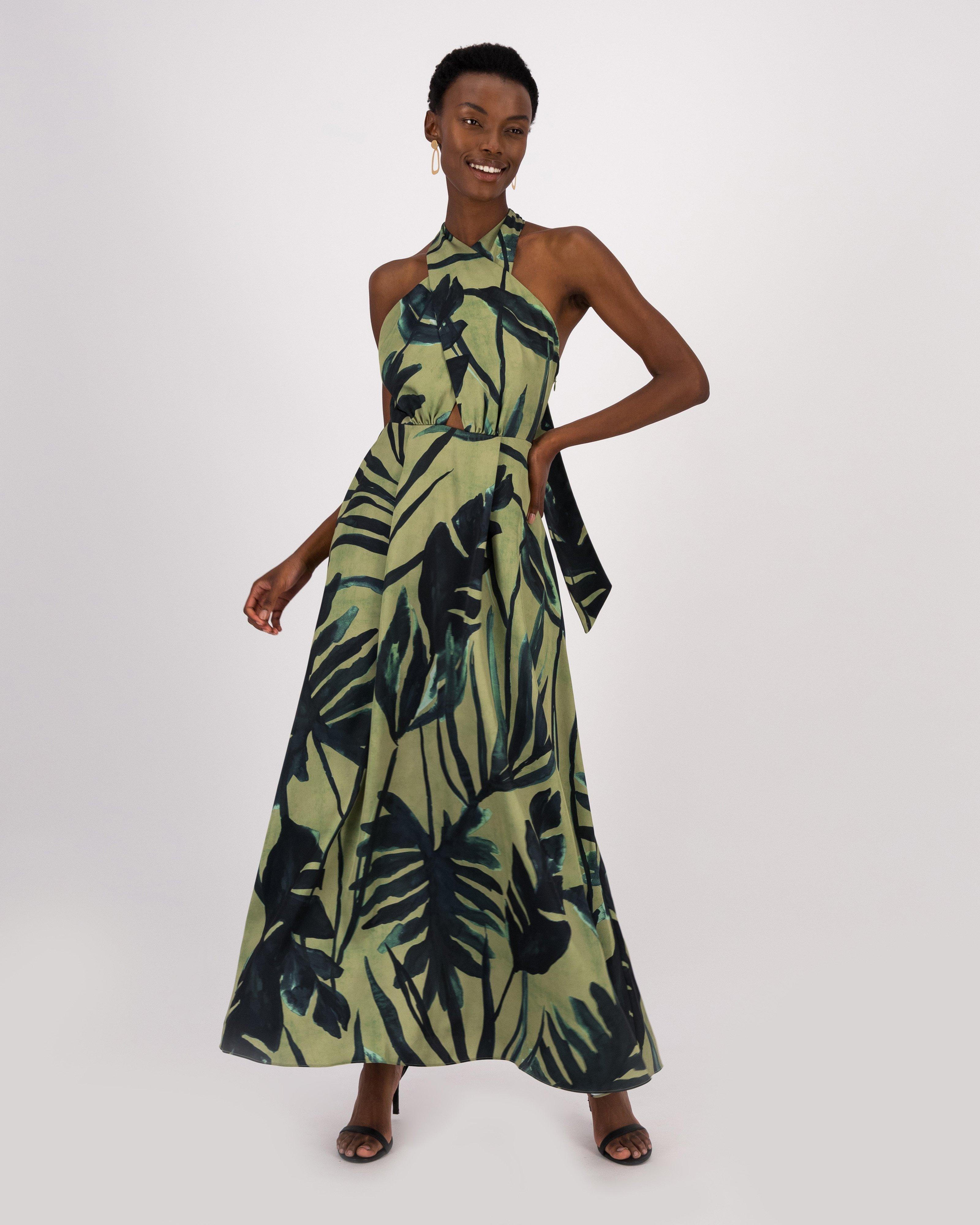 Katya Halterneck Dress -  Green