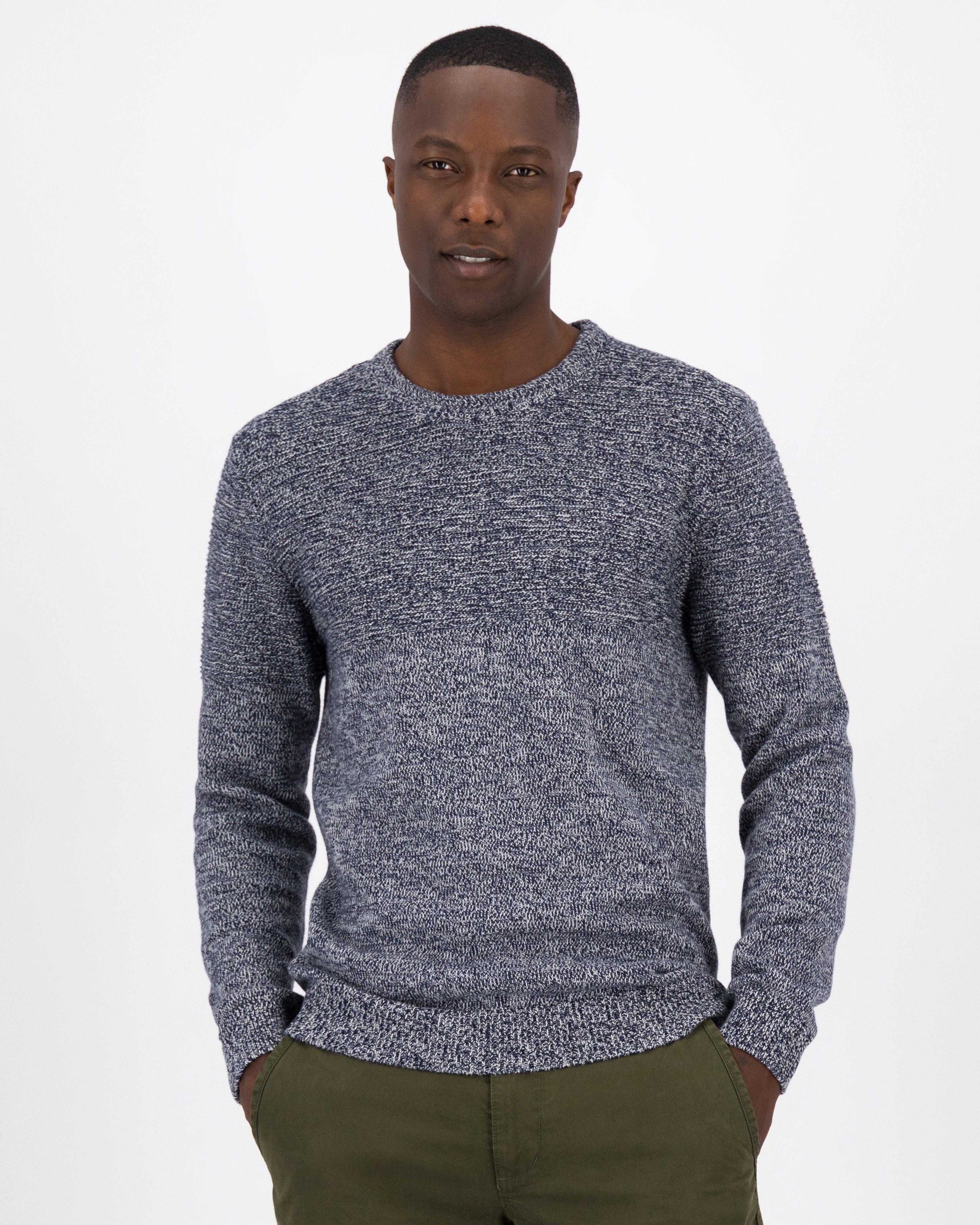 Men’s Crayson Textured Crew Neck Knit -  Indigo