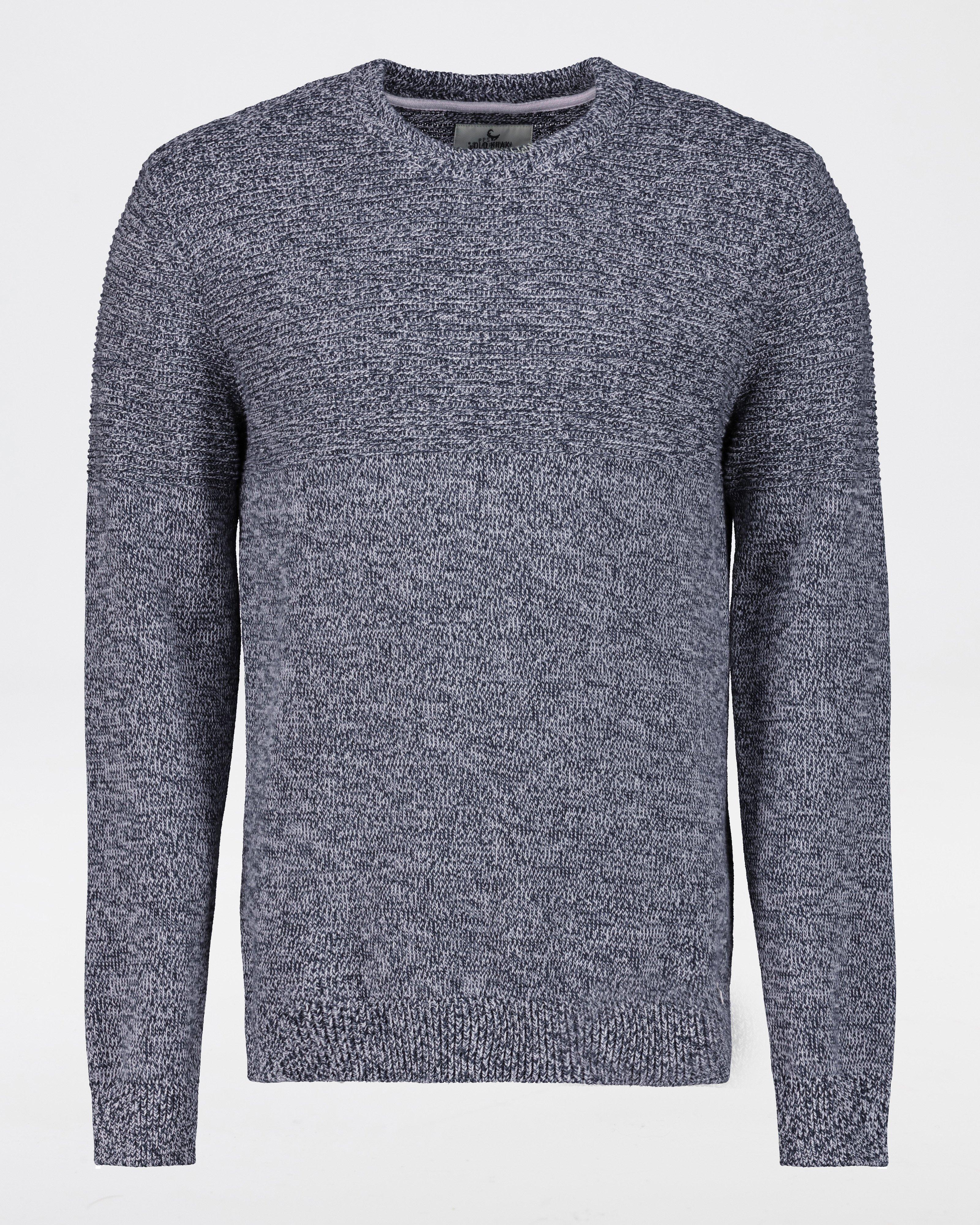  Men’s Crayson Textured Crew Neck Knit  -  Indigo