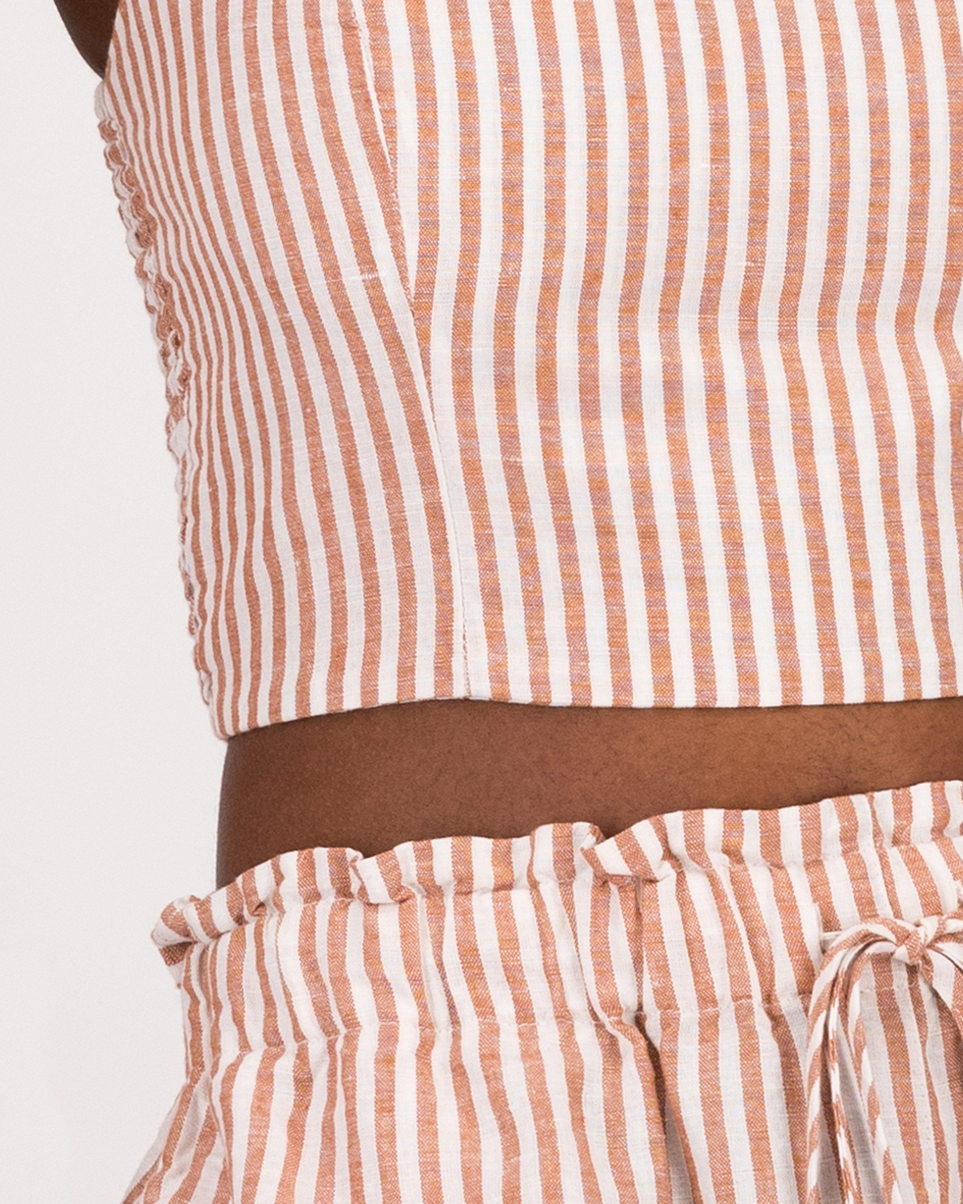 Maja Stripe Crop Top -  Brown