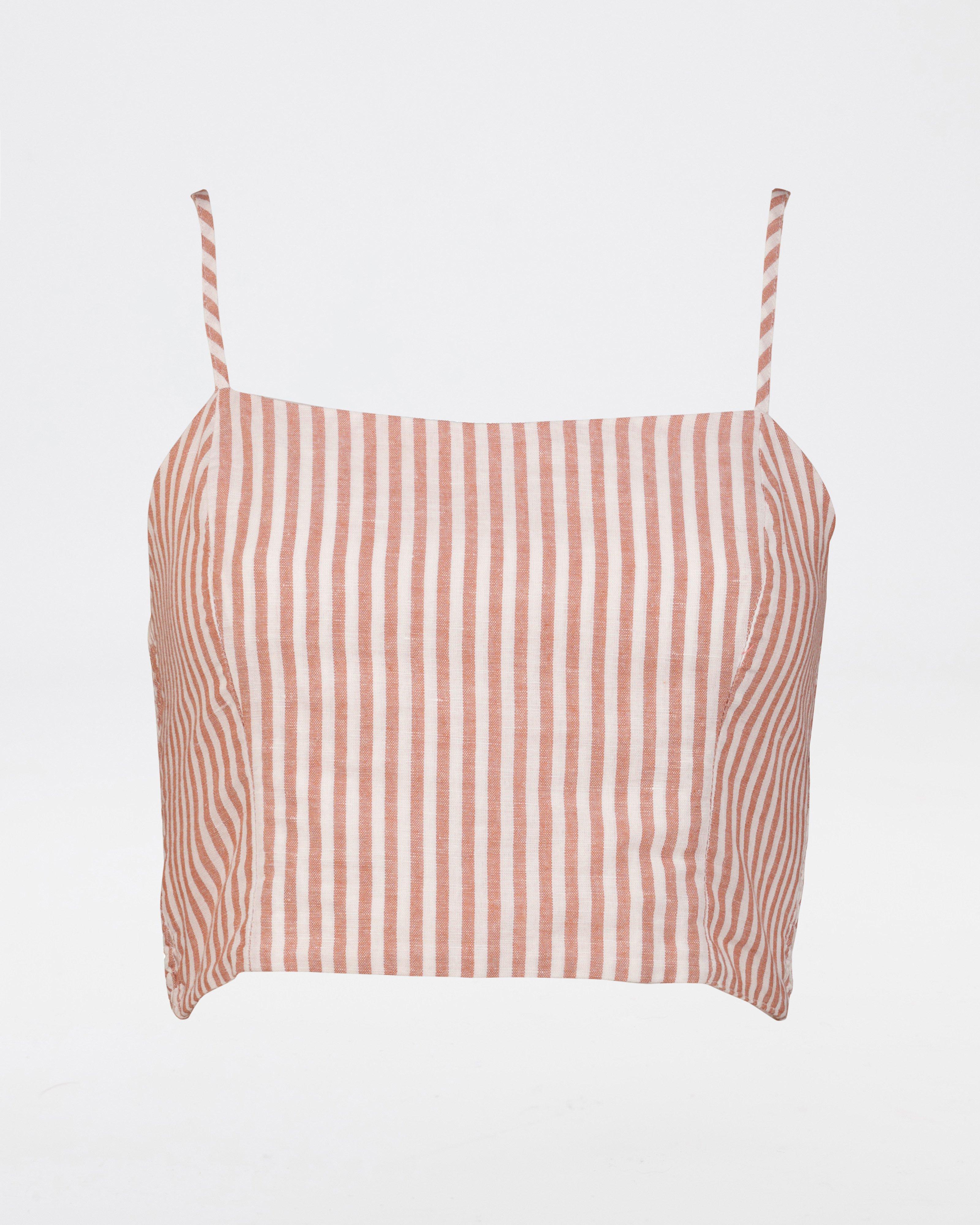 Maja Stripe Crop Top -  Brown