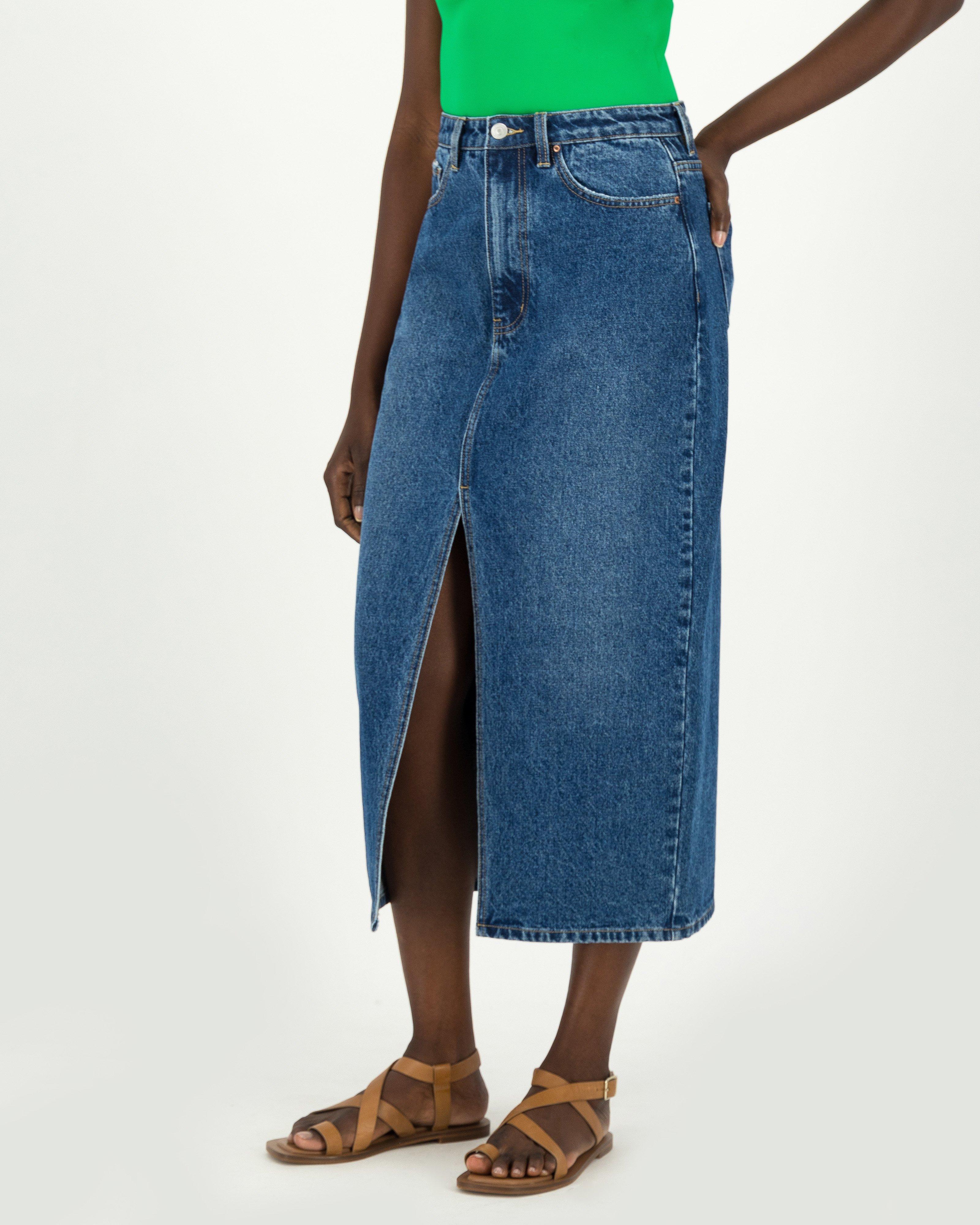 Body Slit Denim Skirt