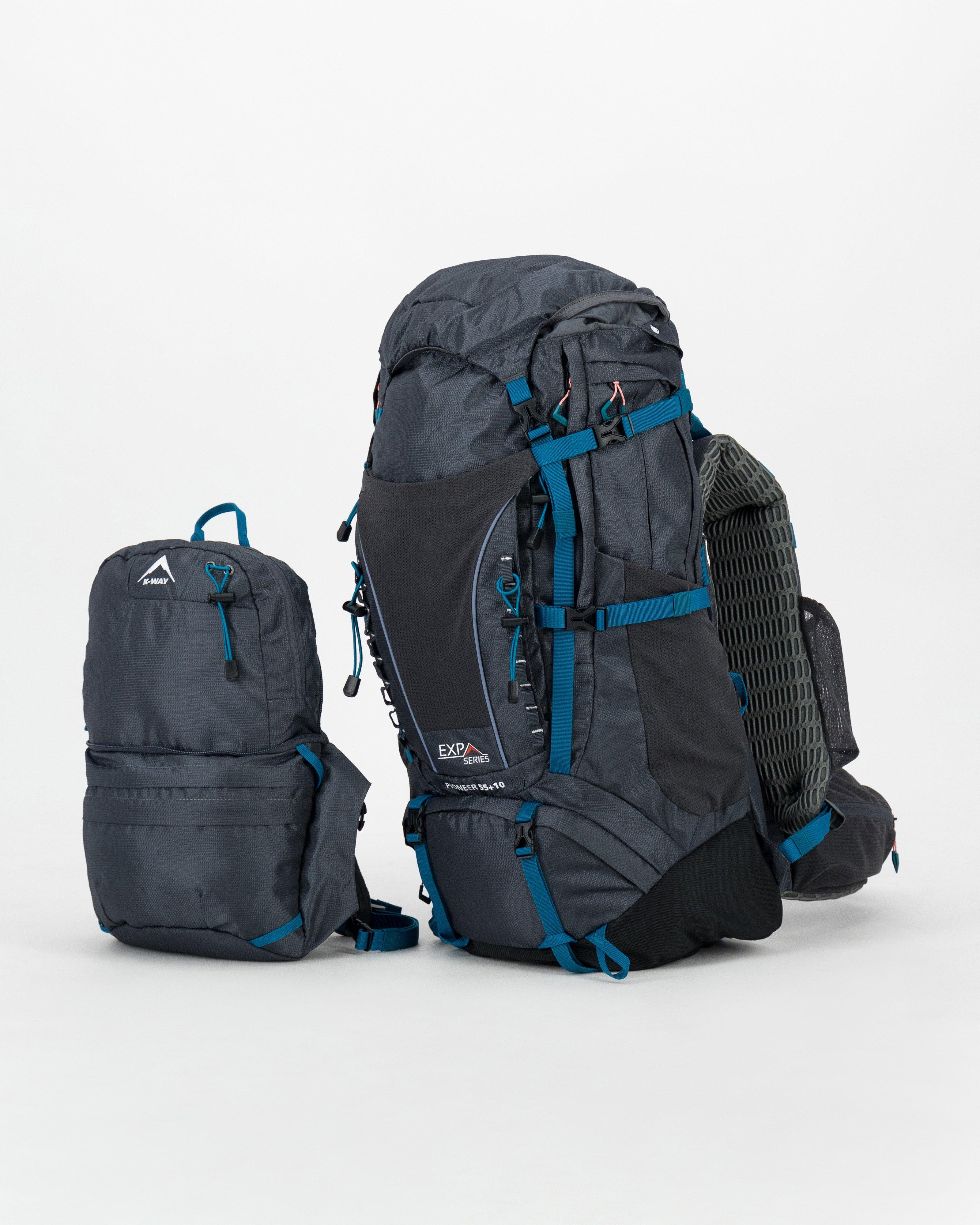 K-Way Pioneer 55L + 10L Hiking Pack -  Charcoal