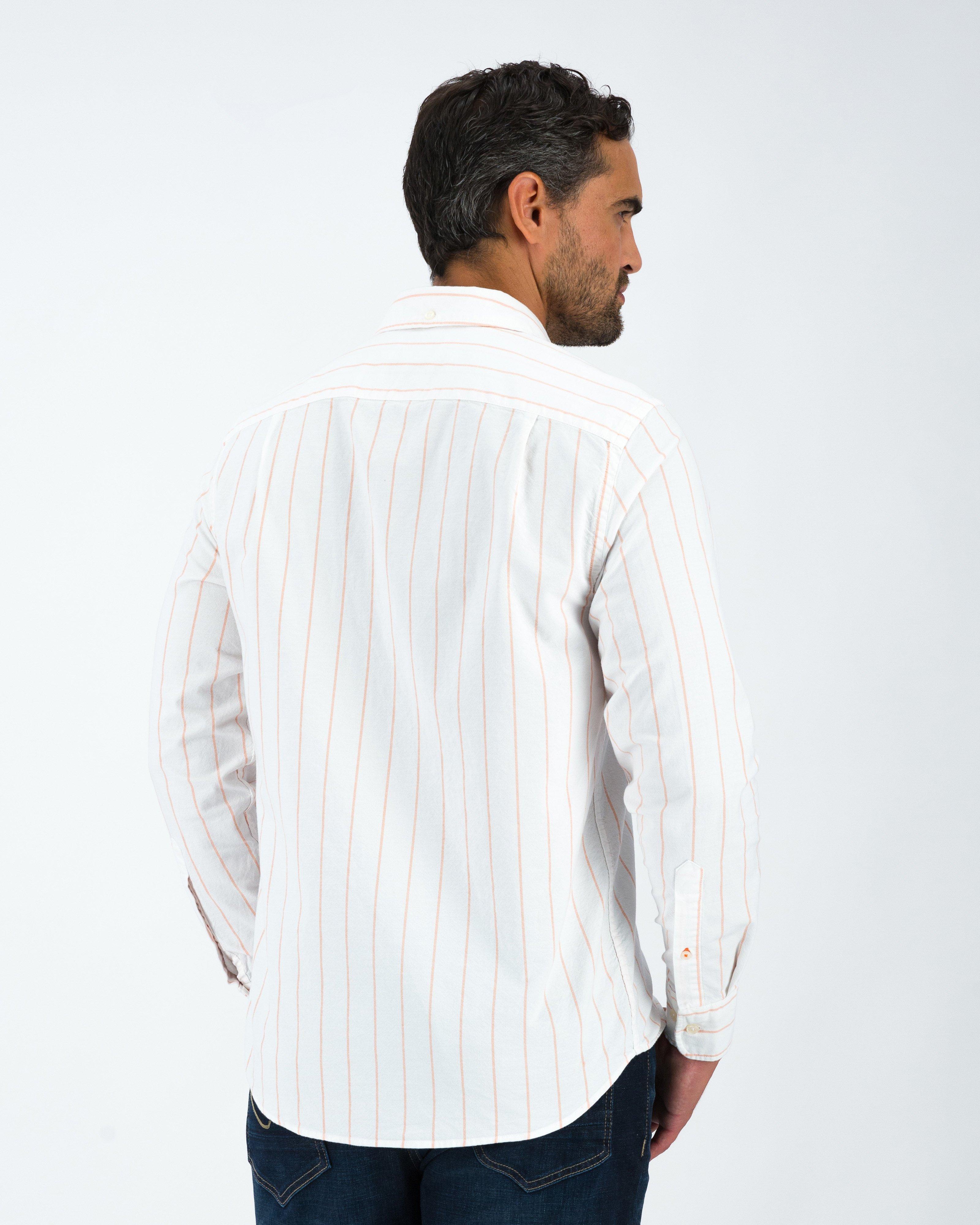 Men’s Darren Oxford Stripe Shirt -  White
