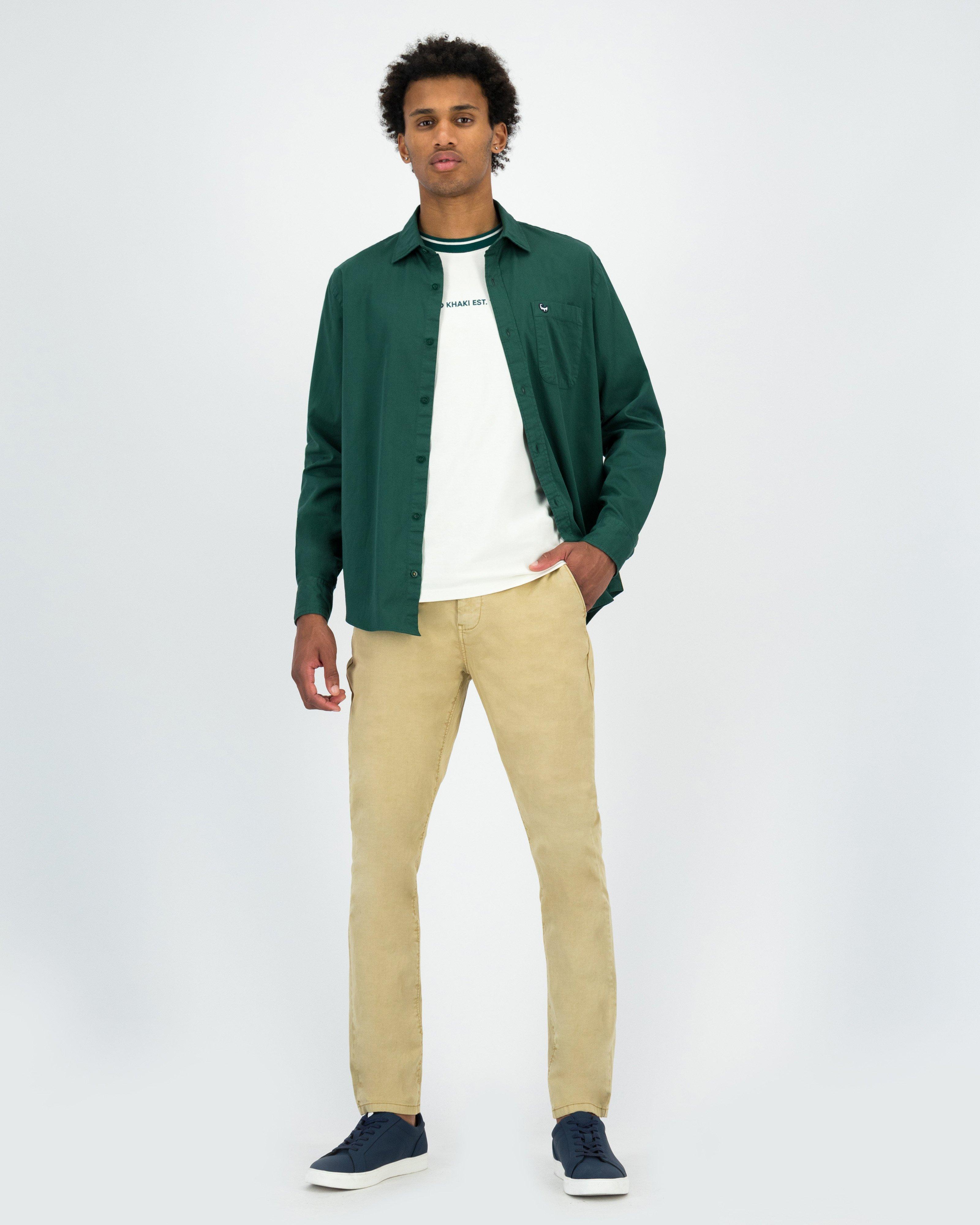 Men’s Maxwell Brushed Twill Shirt  -  Dark Green