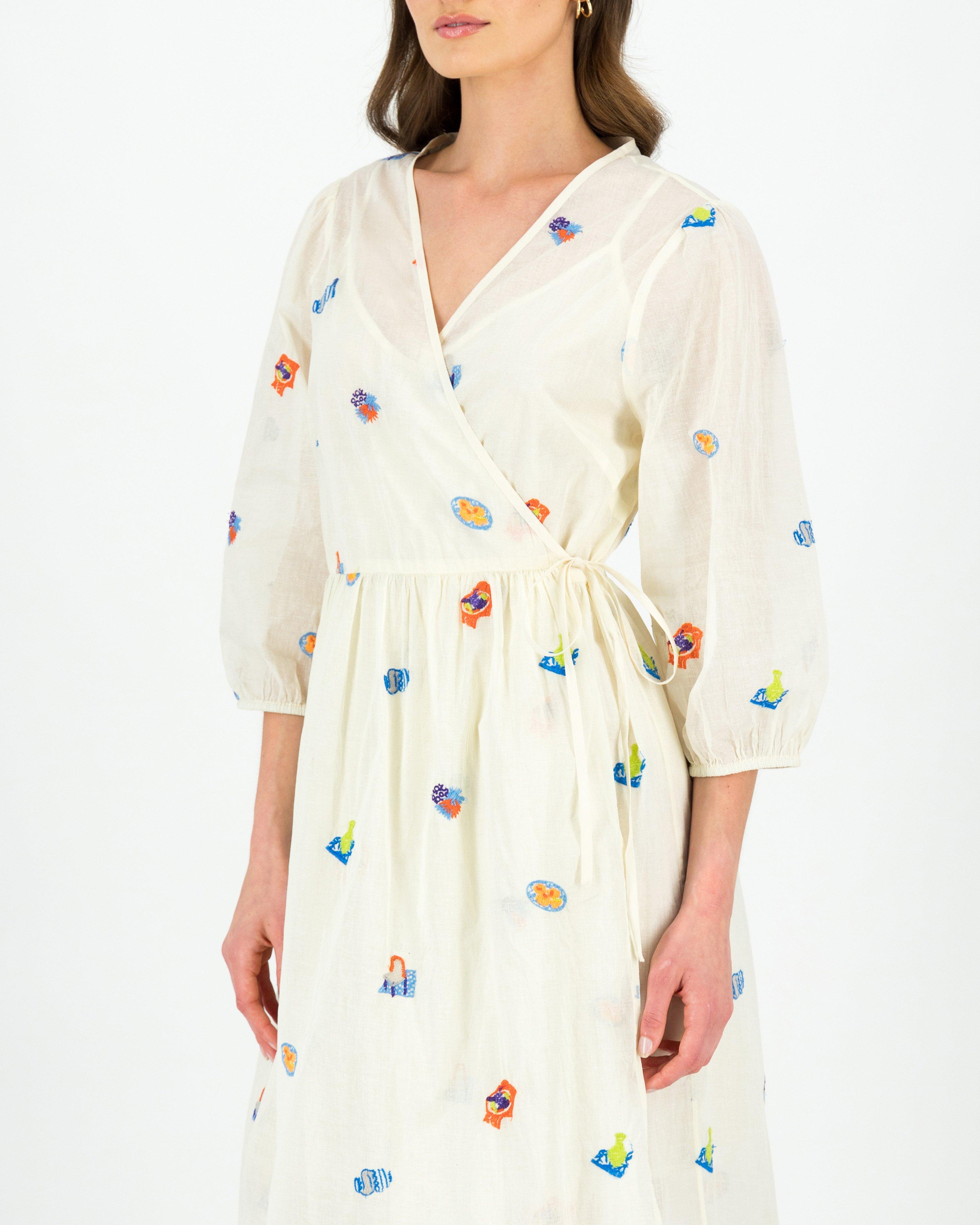 Millie Embroidered Wrap Dress Poetry Clothing Store