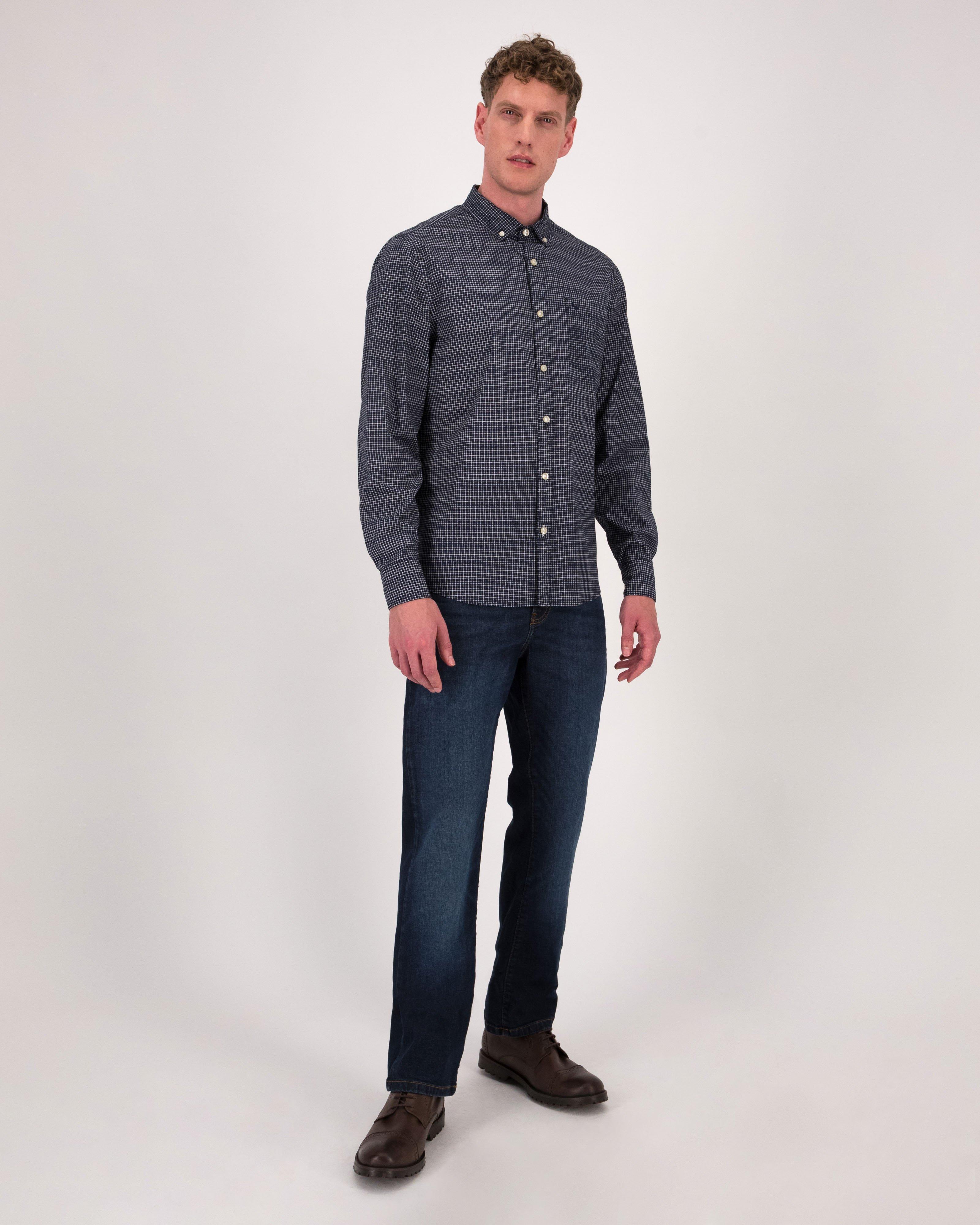 Men's Yusha Distressed Micro Check Shirt | Old Khaki