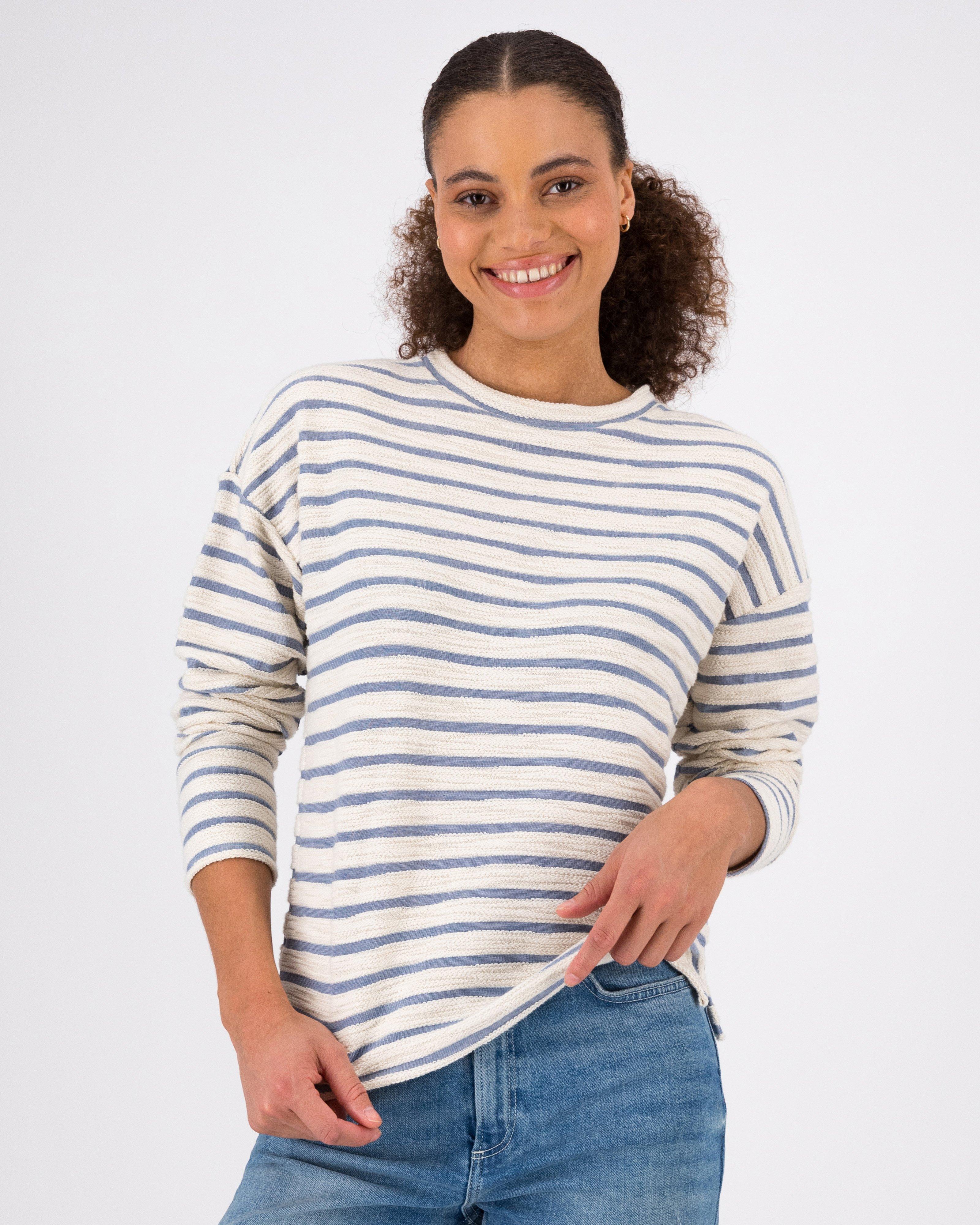 Old Khaki Women’s Carly Textured Stripe T-Shirt -  Milk