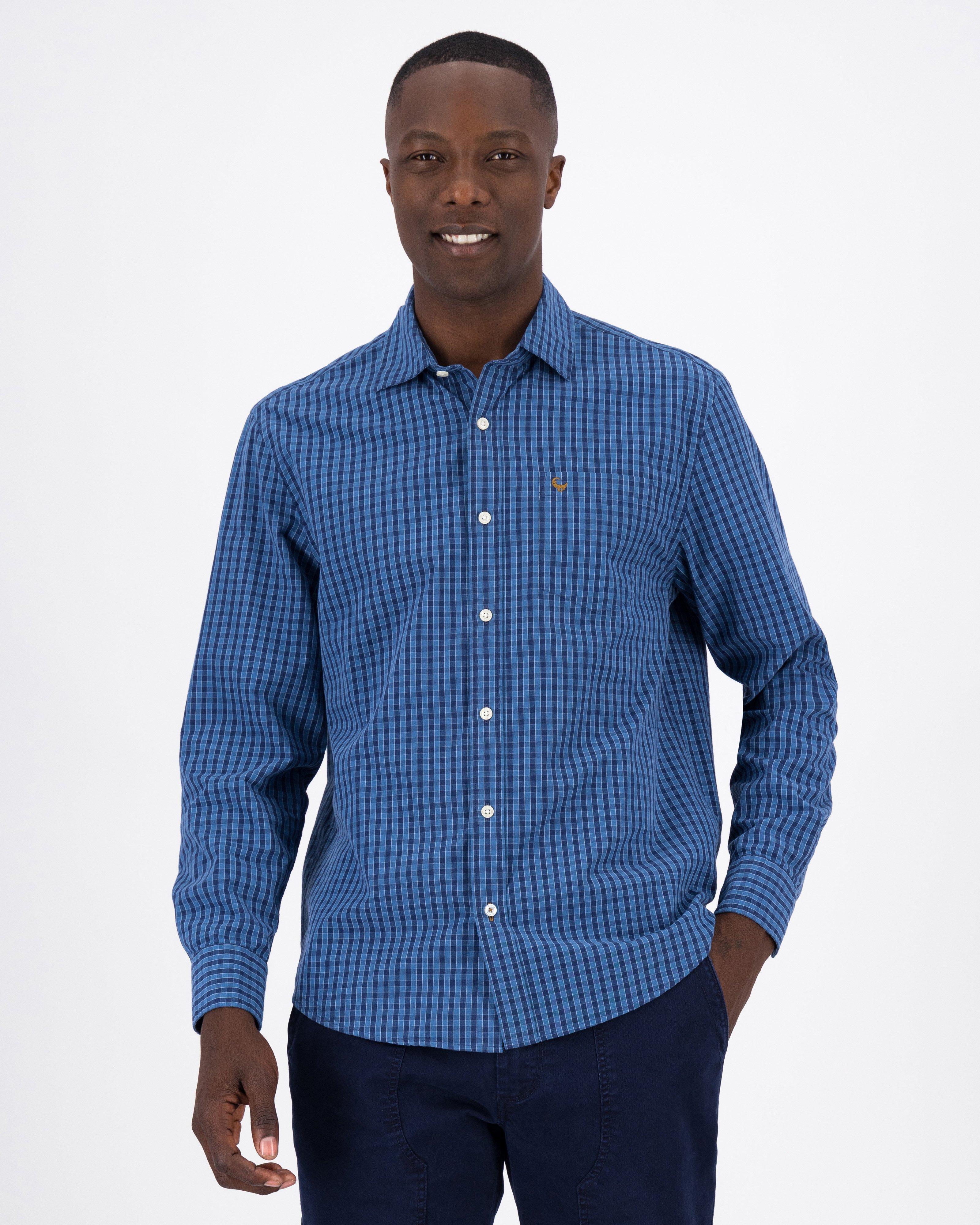 Men’s Arc Gingham Check Regular Fit Shirt -  Navy