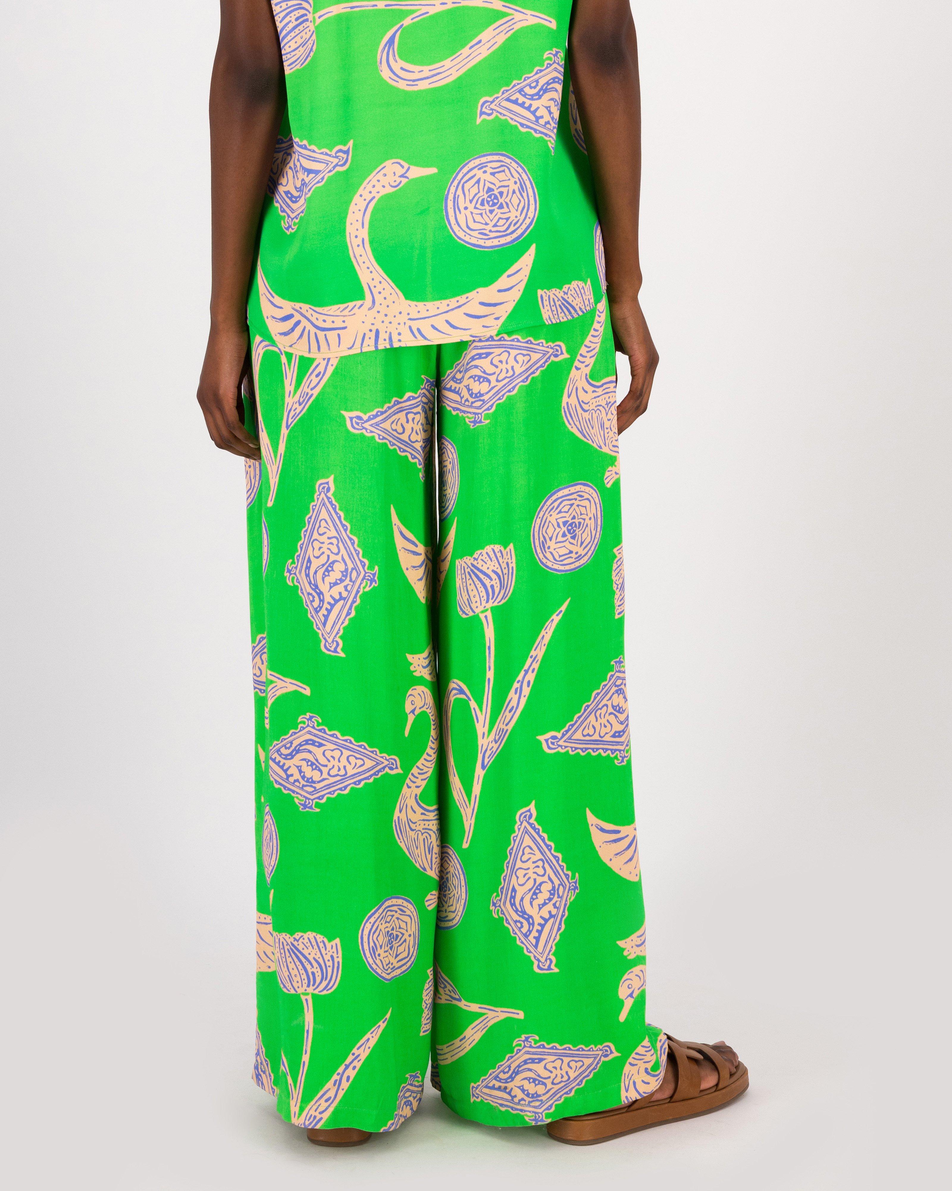 Dinah Printed Soft Pants -  Green