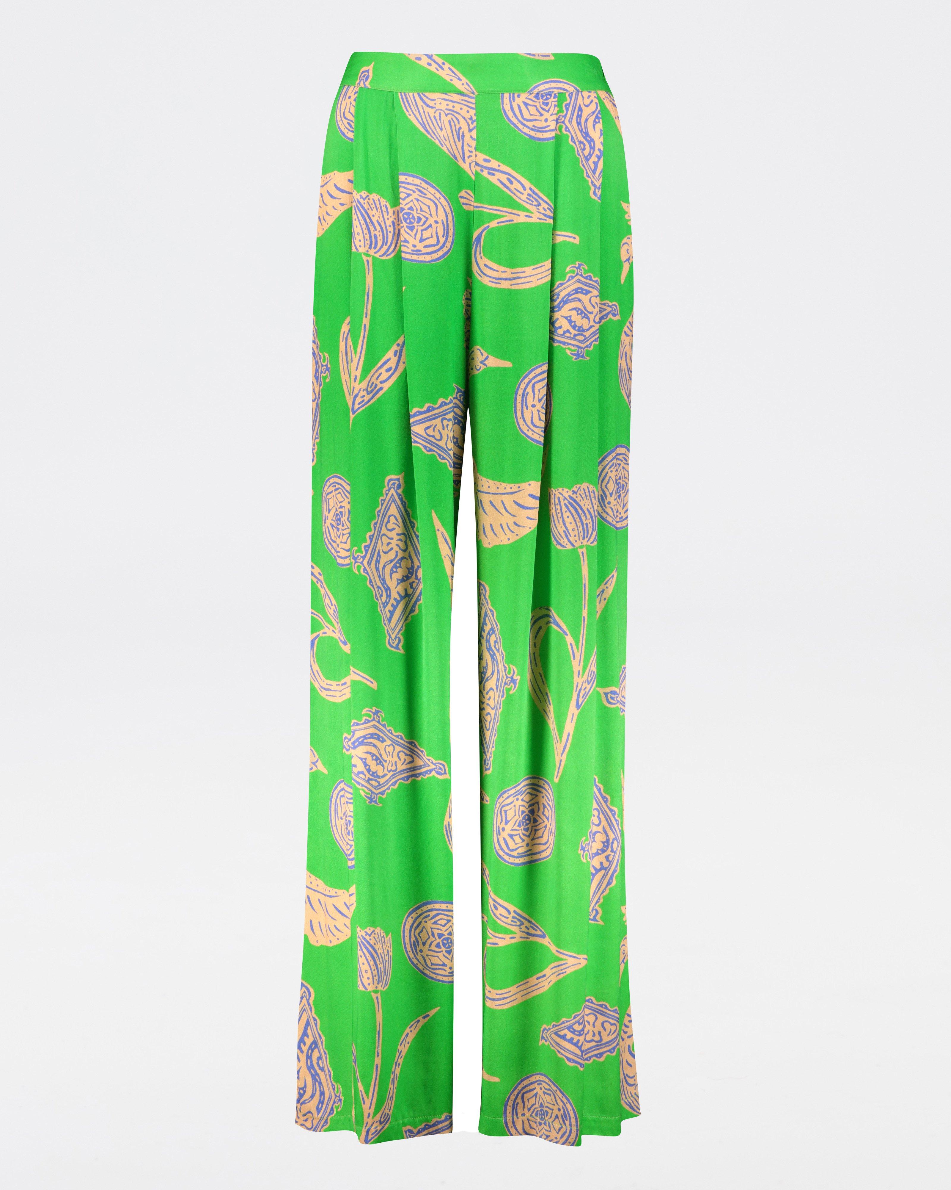 Dinah Printed Soft Pants -  Green
