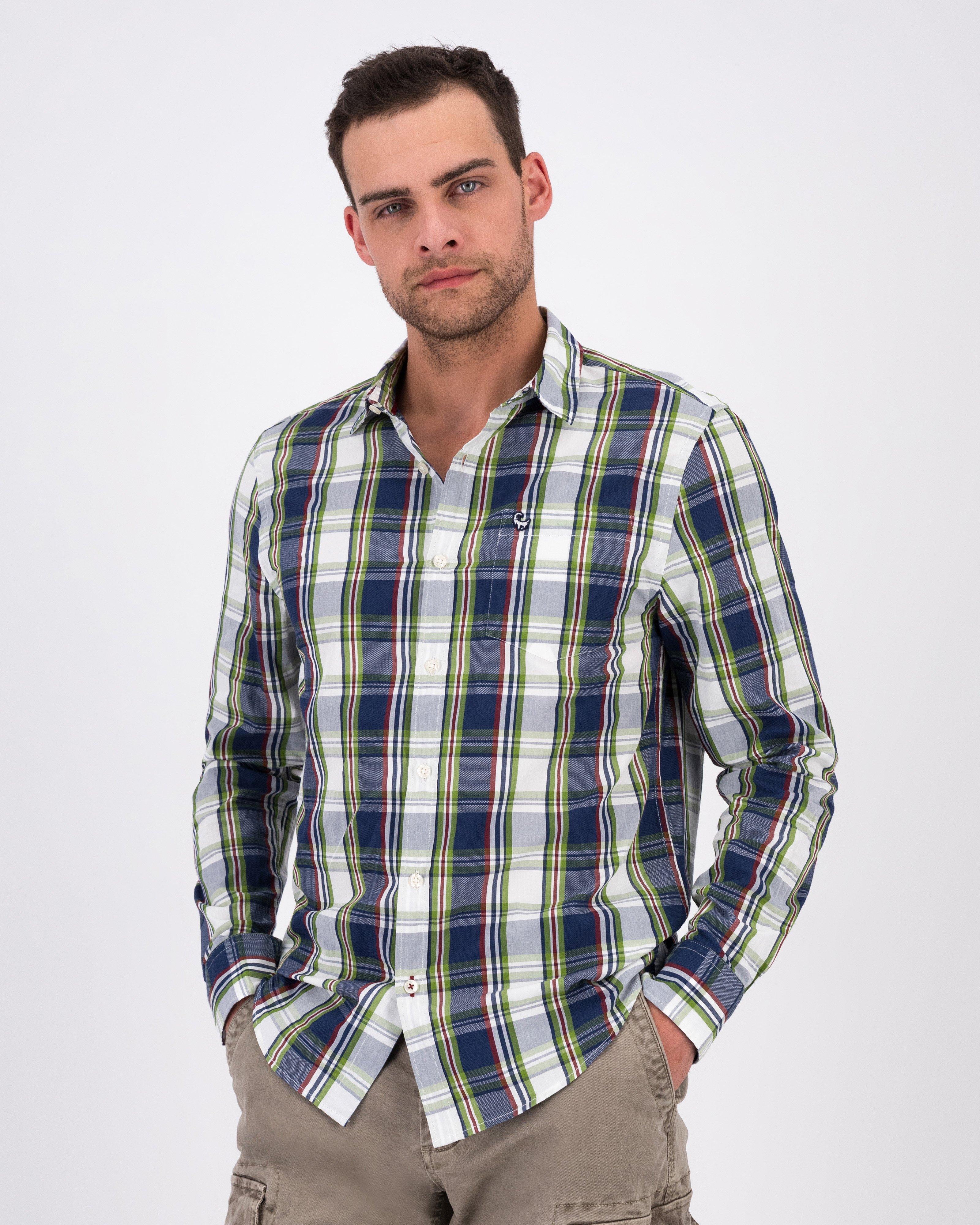 Men’s Gino Check Slim Fit Shirt -  Green