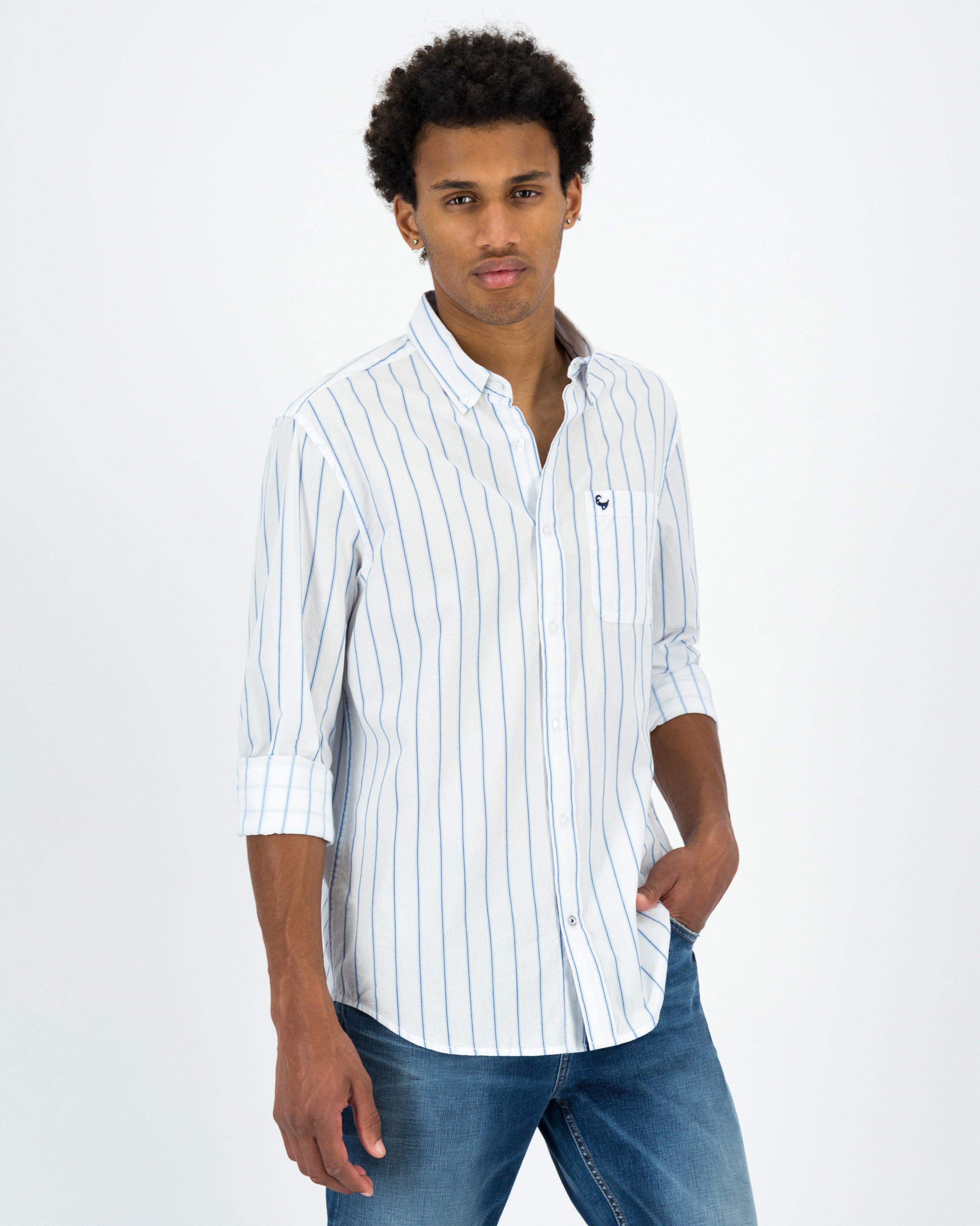 Men’s Lloyd Dobby Textured Stripe Shirt -  White