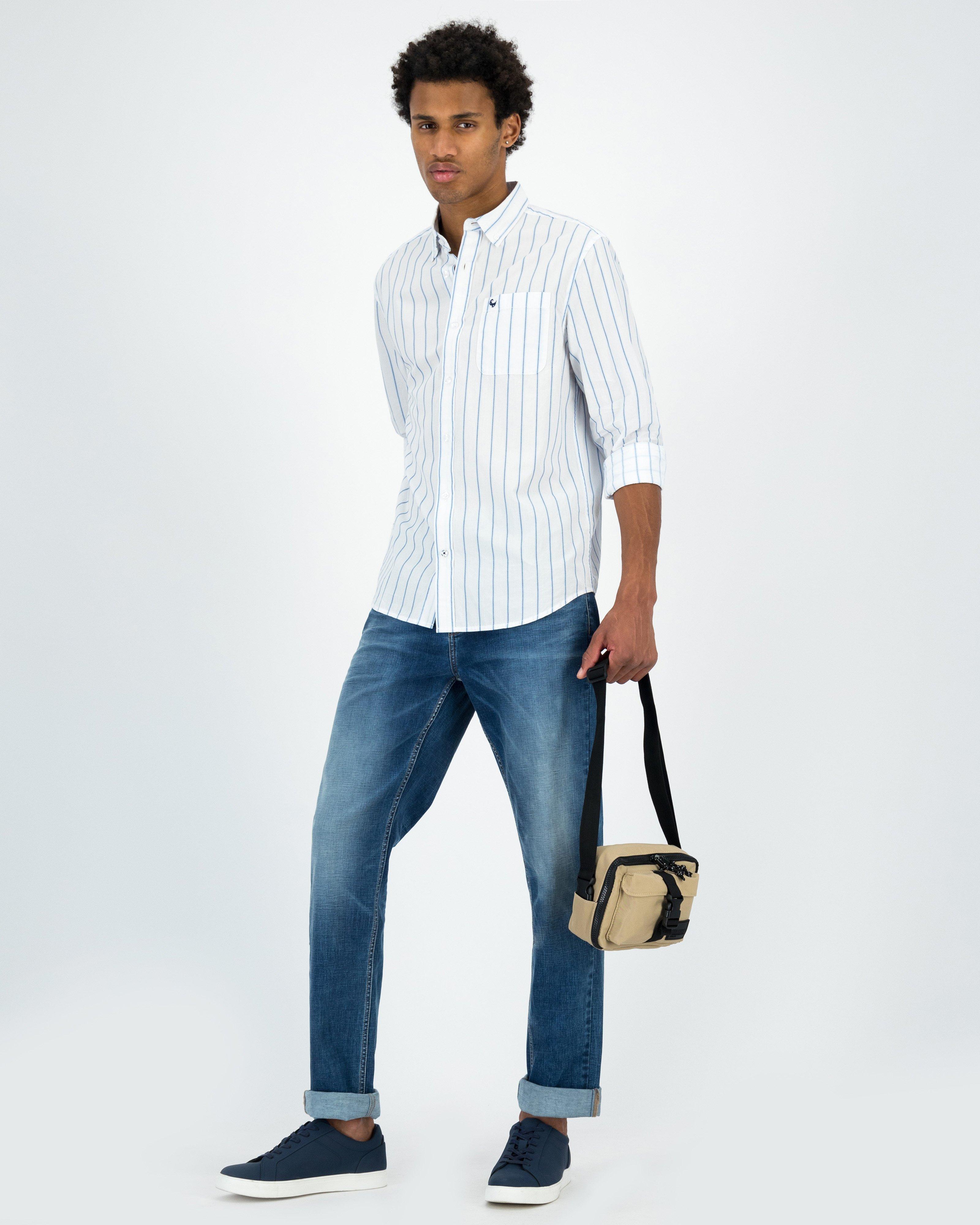 Men’s Lloyd Dobby Textured Stripe Shirt -  White