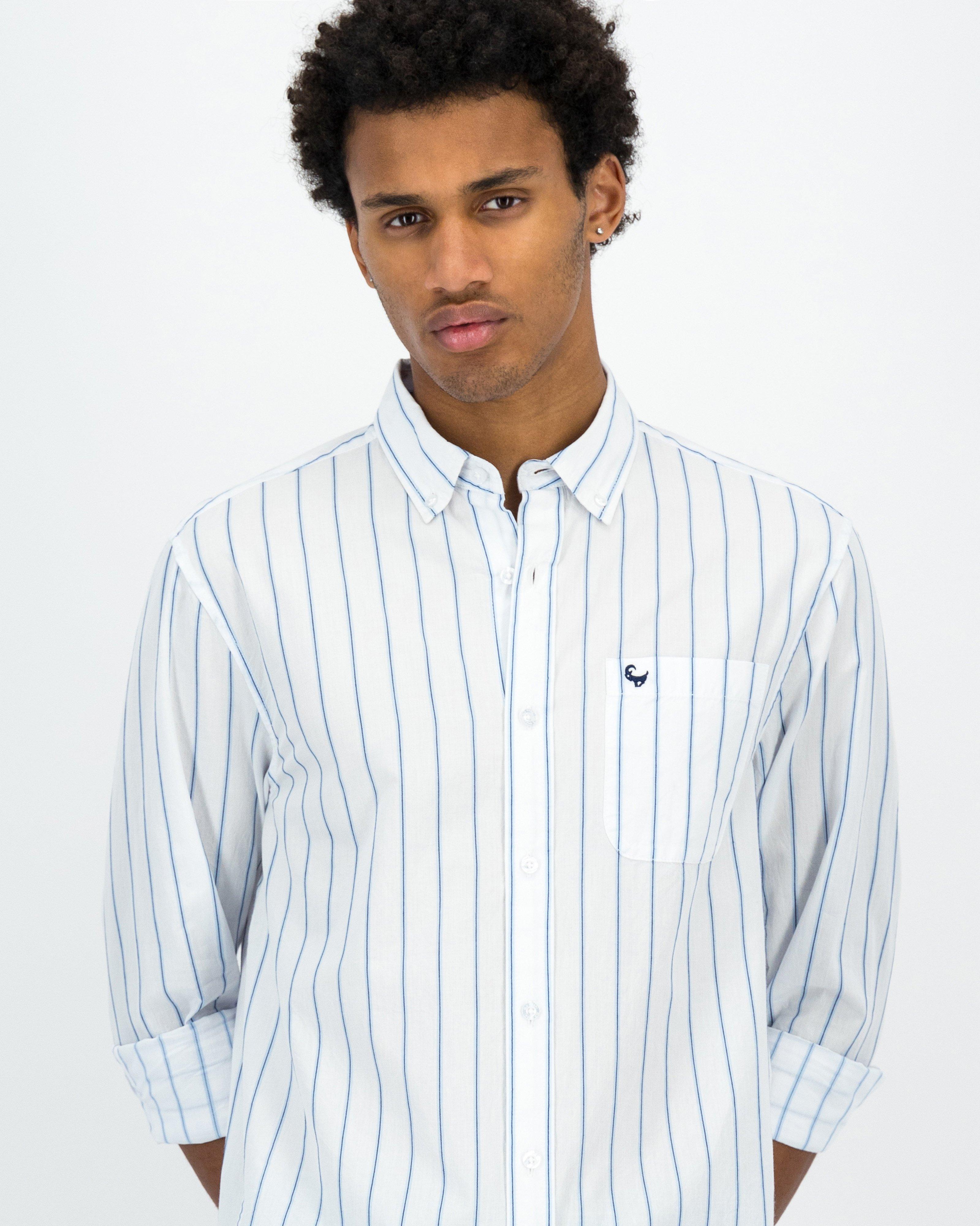 Men’s Lloyd Dobby Textured Stripe Shirt -  White