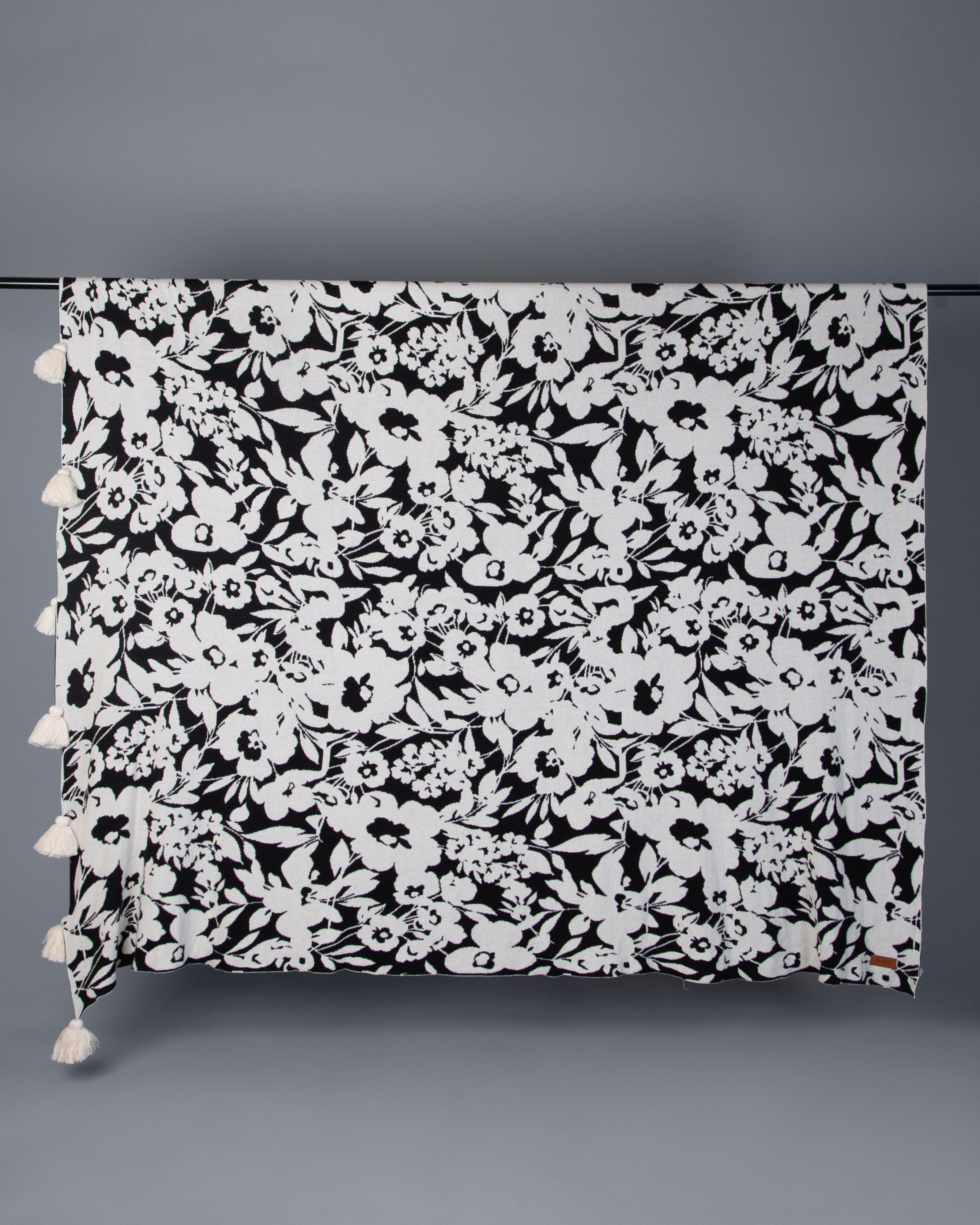Cut Out Floral Throw -  Black