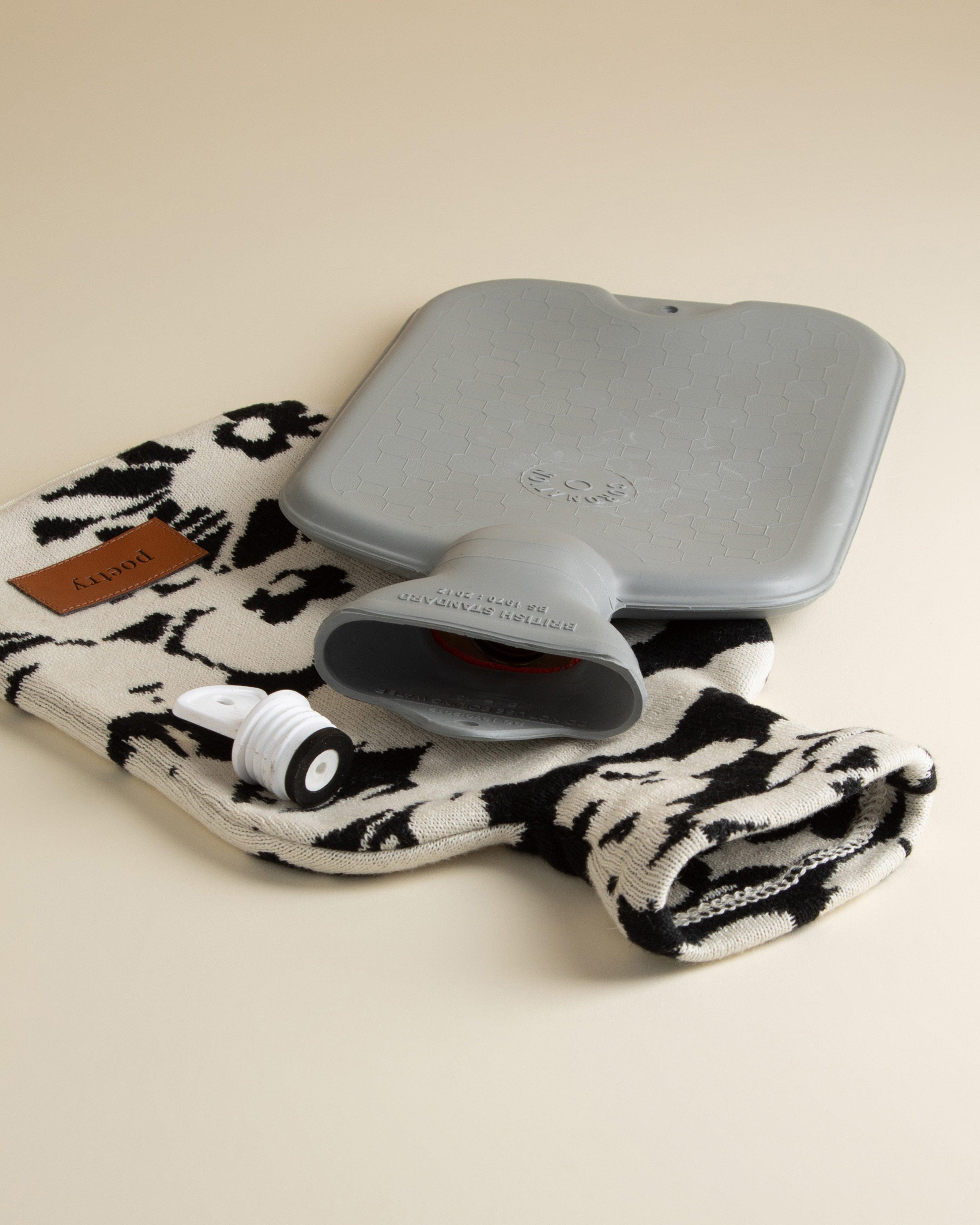 Cut Out Floral Hot Water Bottle -  Black