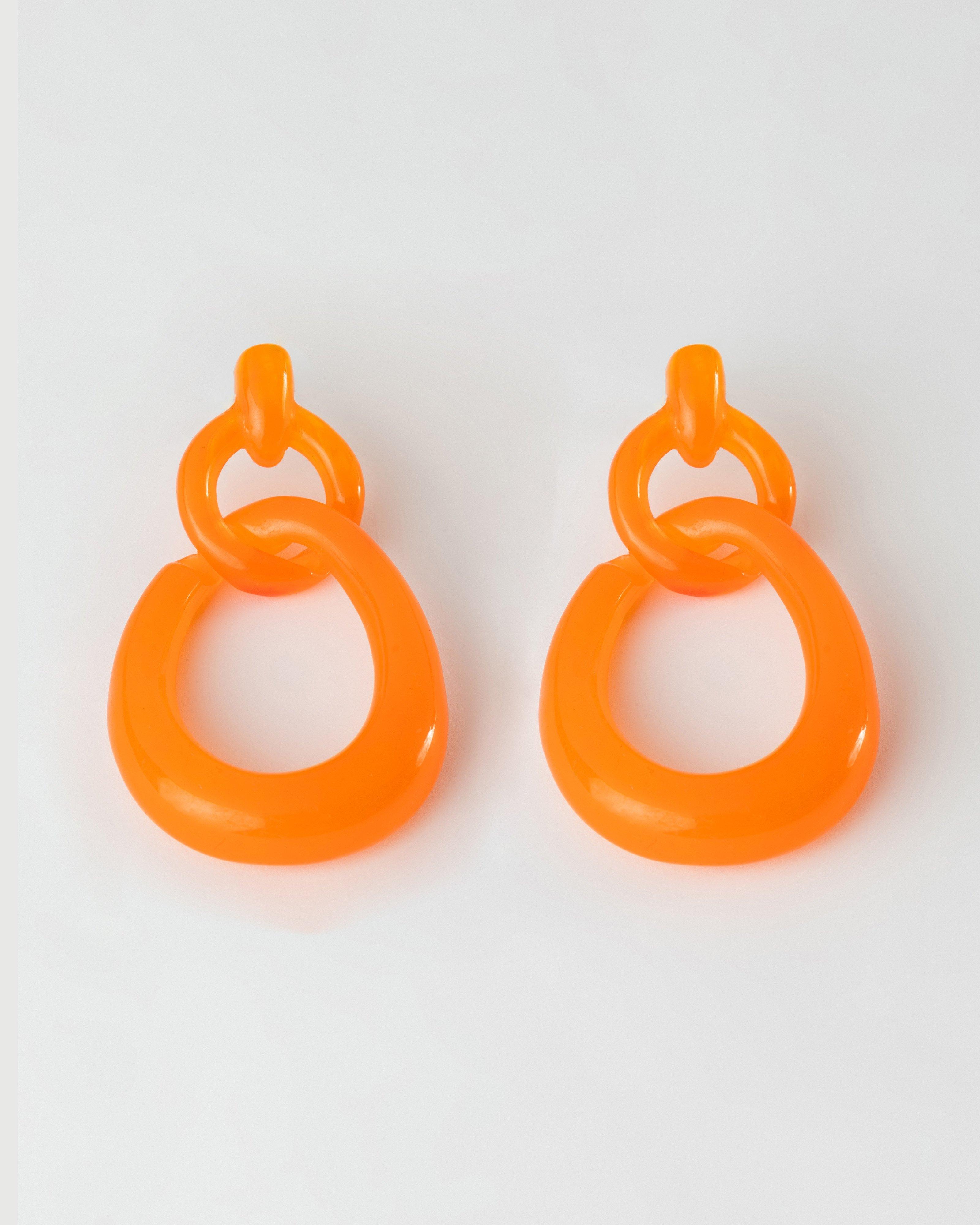 Circular Link Resin Double Drop Earrings -  Orange