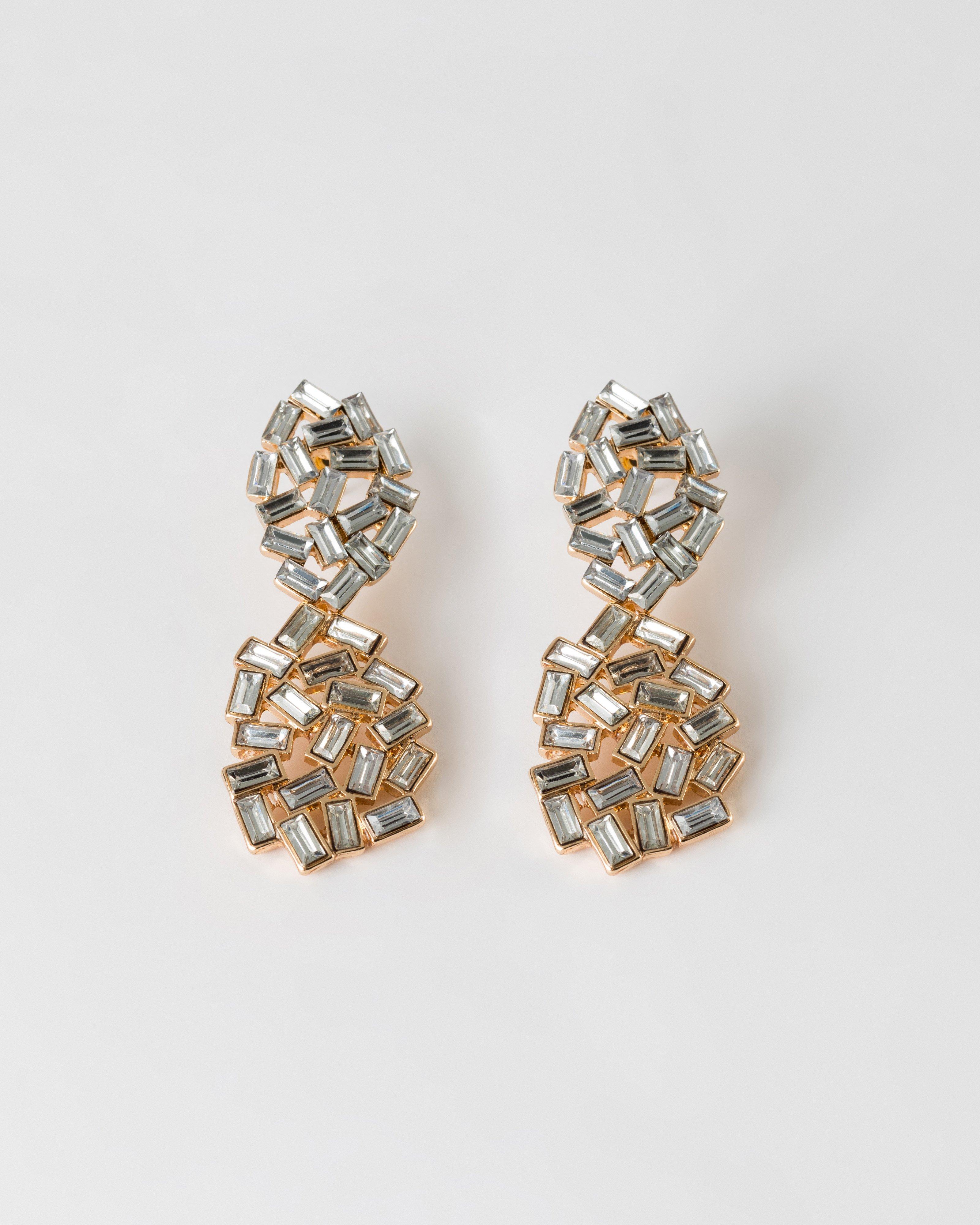 Clustered Baguette Stone Double Drop Earrings -  Camo