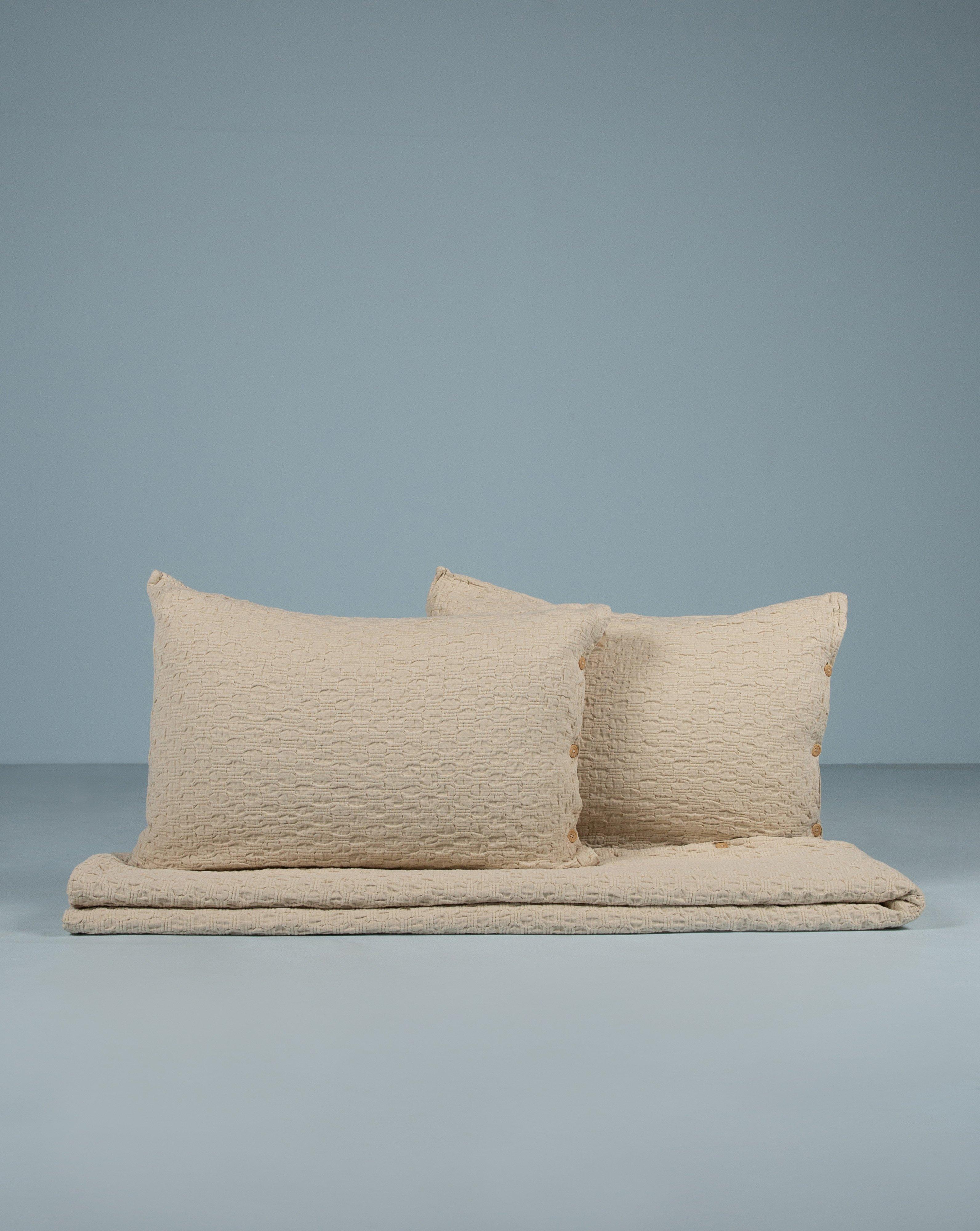 Ama Textured Queen Duvet and Pillow Set -  Stone