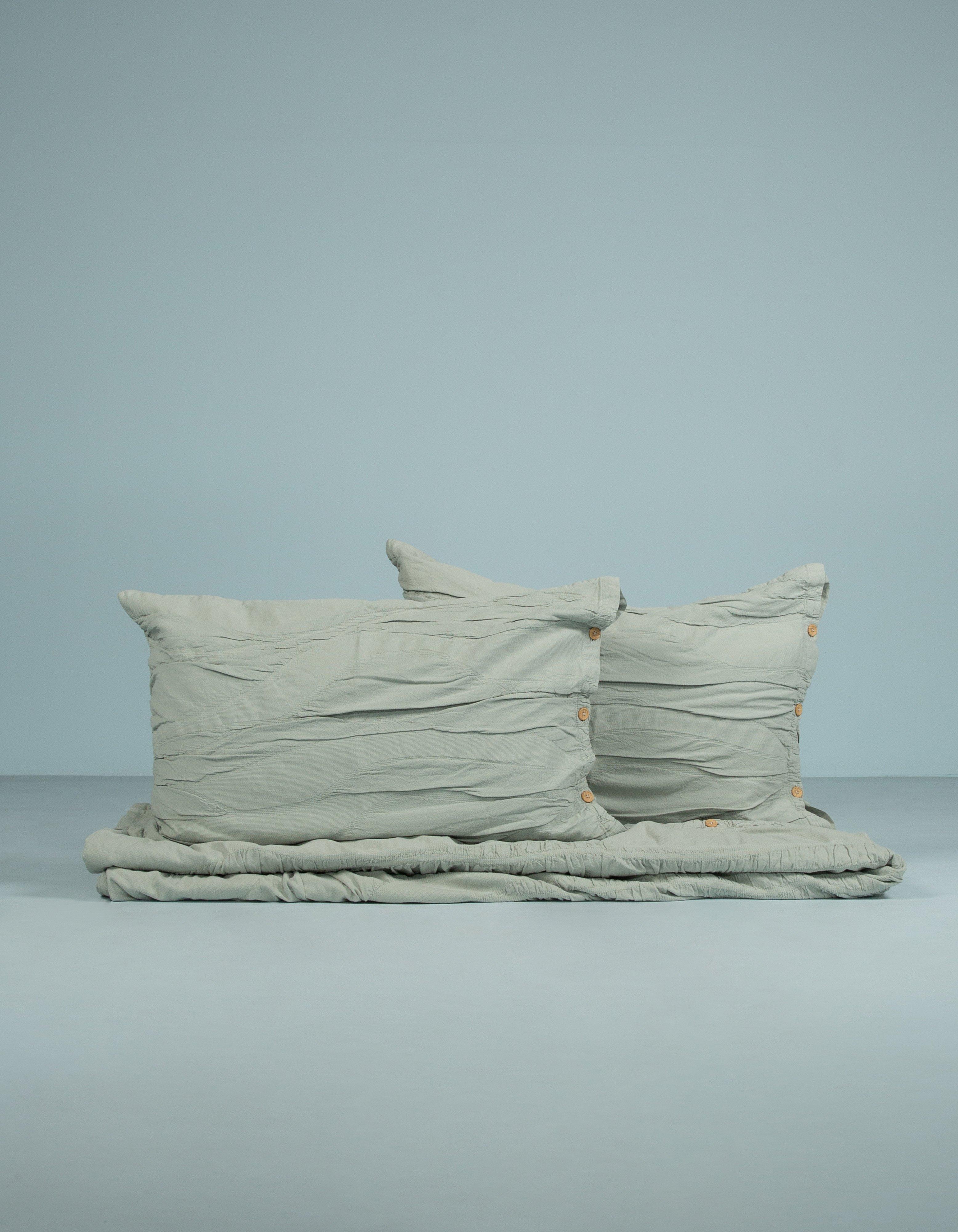 Ariel Textured King Duvet and Pillows Set -  Sage