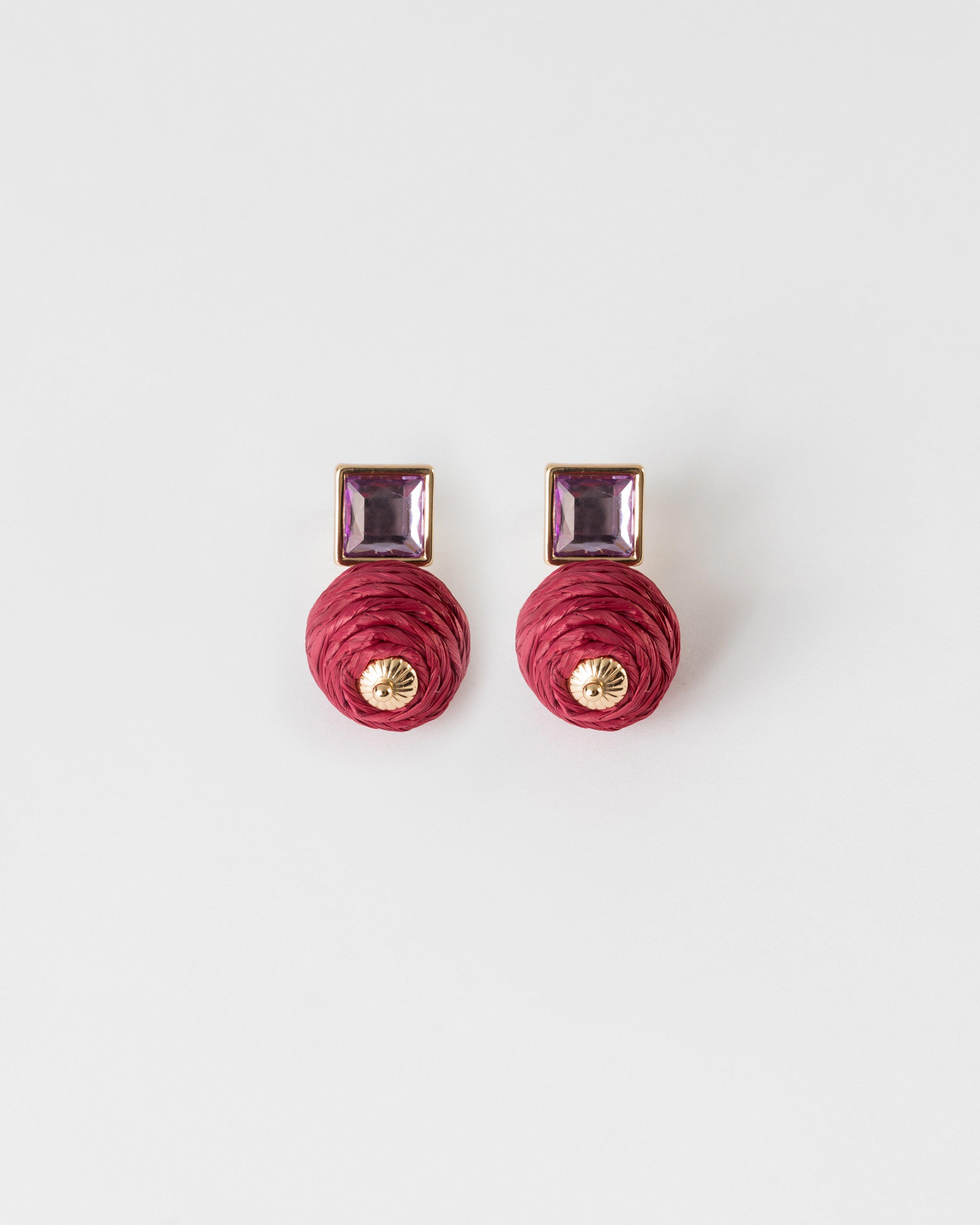 Stone & Raffia Ball Drop Earrings Poetry Clothing Store