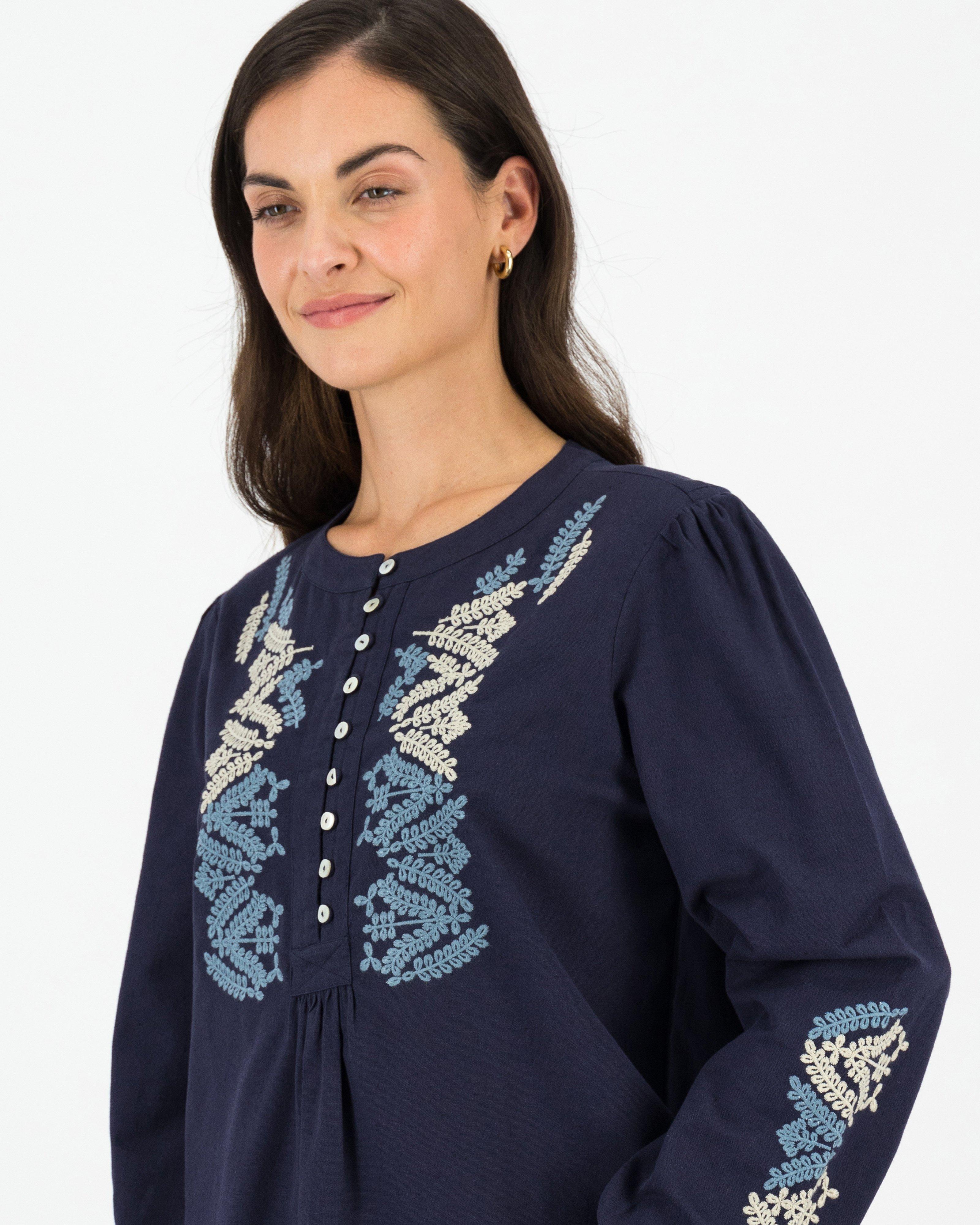 Rare Earth Women’s Divya Embroidered Blouse -  Indigo