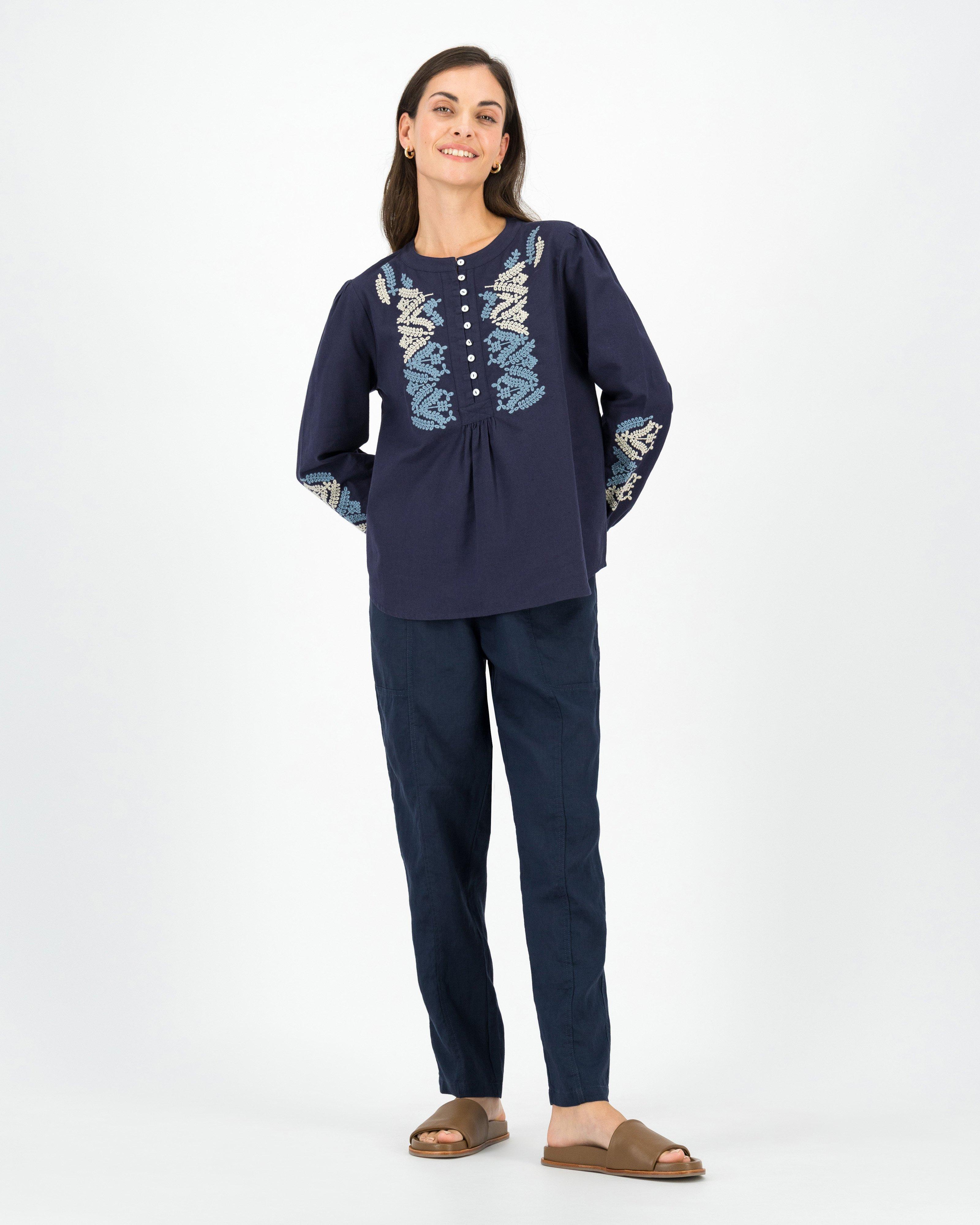 Rare Earth Women’s Divya Embroidered Blouse -  Indigo