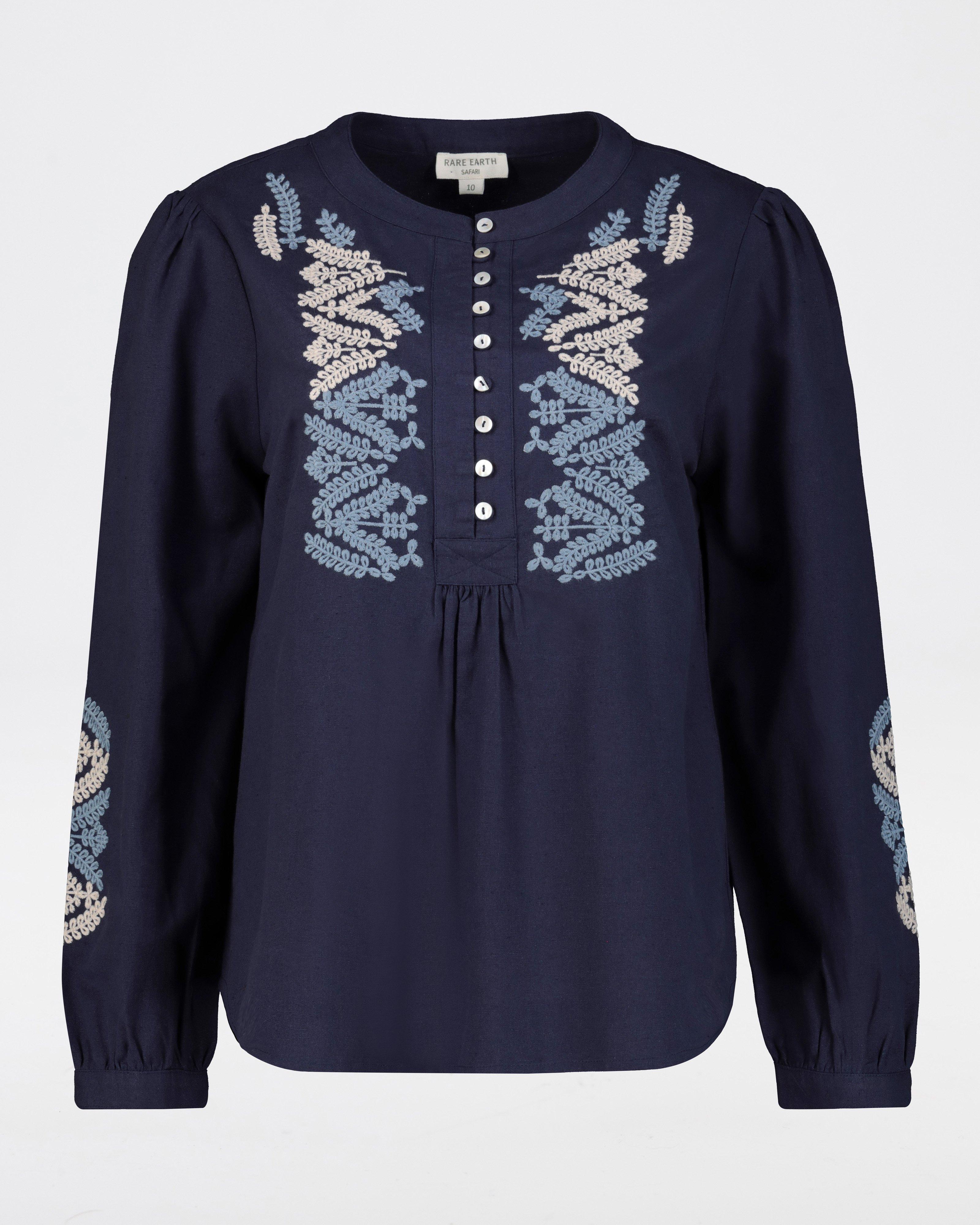 Rare Earth Women’s Divya Embroidered Blouse -  Indigo