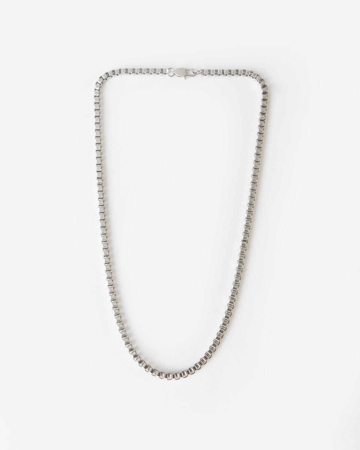 Men's Stainless Steel Rounded Chain Necklace  -  Silver