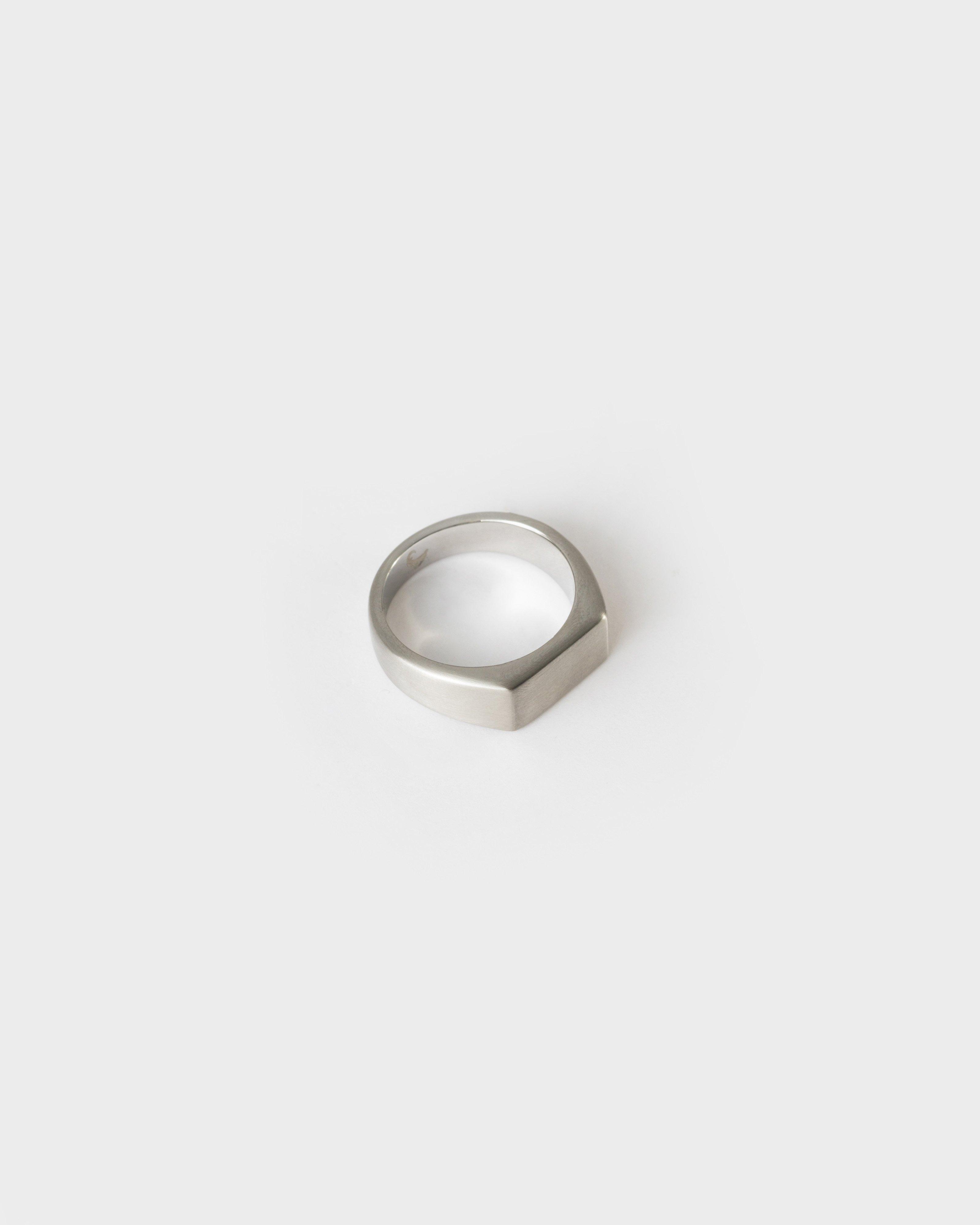 Men's Stainless Steel Skinny Signet Ring -  Silver